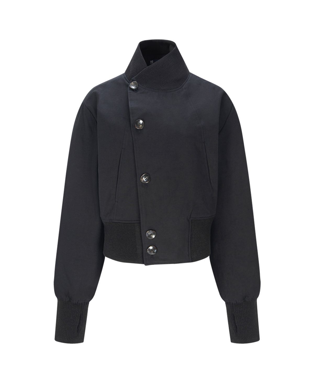 플리즈노팔로우(PLEASENOFOLLOW) Sena High Neck Button Jacket (Black)