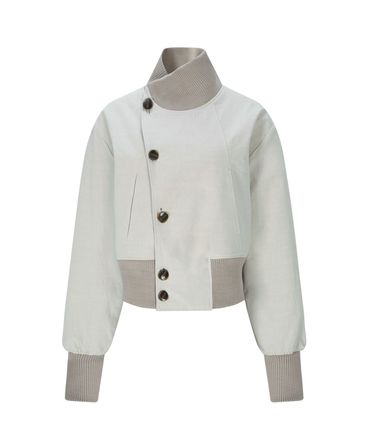 플리즈노팔로우(PLEASENOFOLLOW) Sena High Neck Button Jacket (Cloudy)