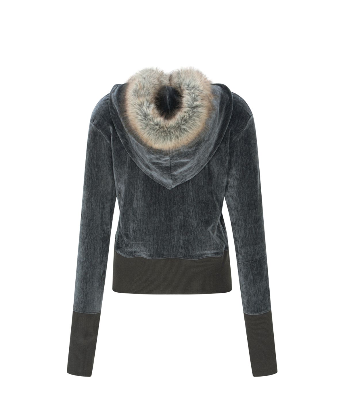 플리즈노팔로우(PLEASENOFOLLOW) Mari Fur Hoodie Jacket (Charcoal)