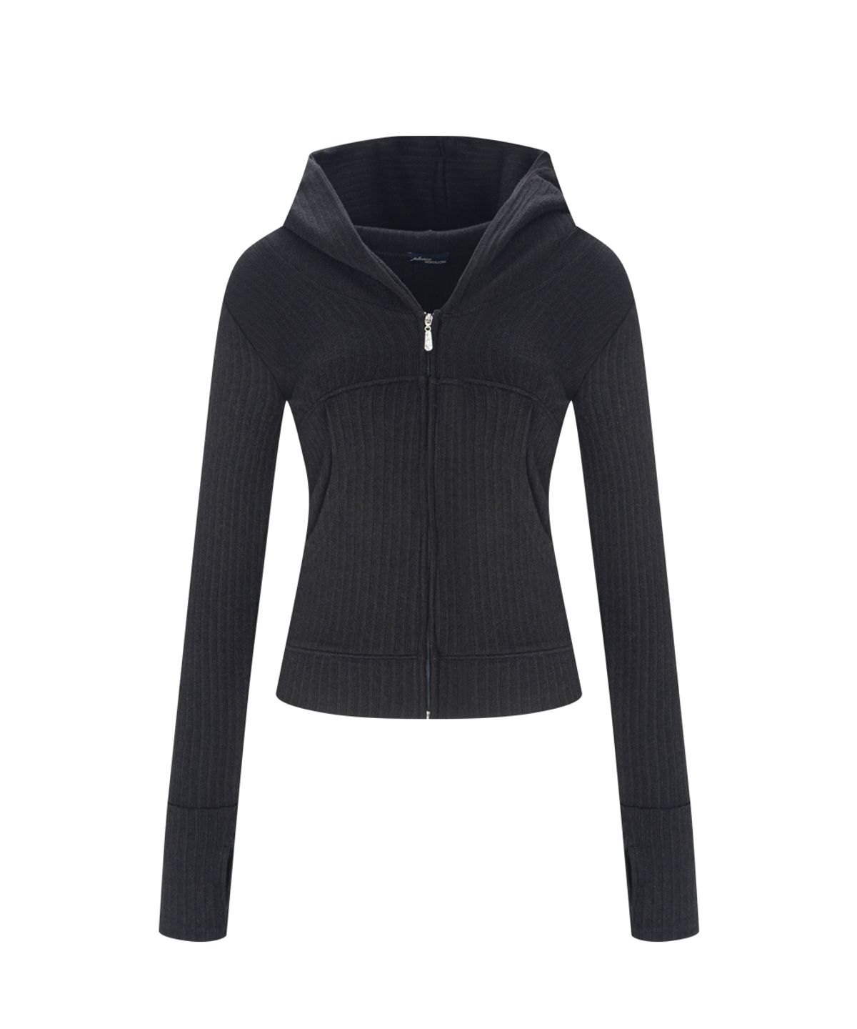 플리즈노팔로우(PLEASENOFOLLOW) Devon Ribbed Hoodie (Black)