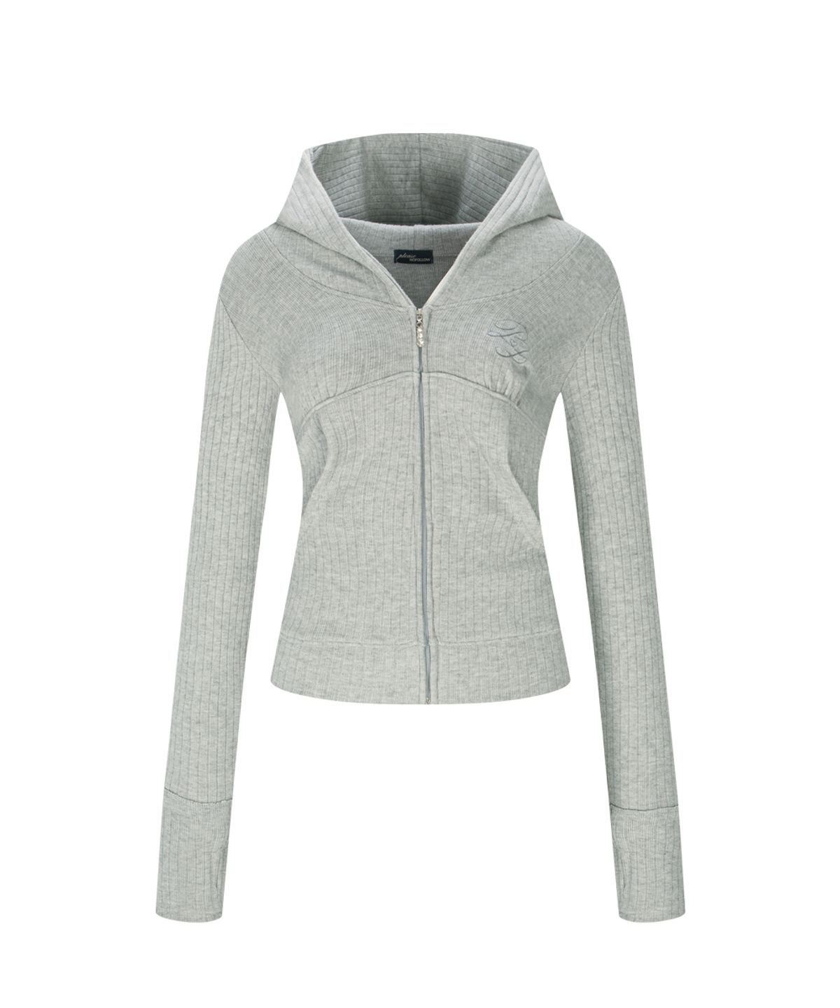 플리즈노팔로우(PLEASENOFOLLOW) Devon Ribbed Hoodie (Melange Grey)