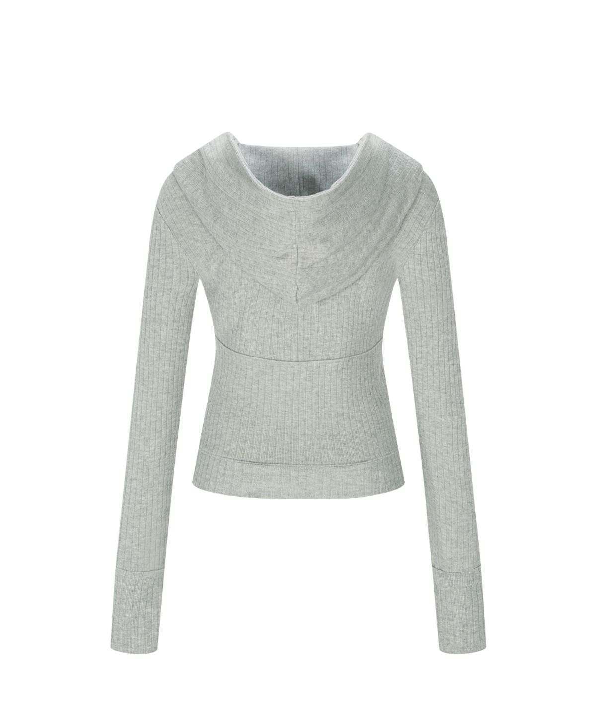 플리즈노팔로우(PLEASENOFOLLOW) Devon Ribbed Hoodie (Melange Grey)