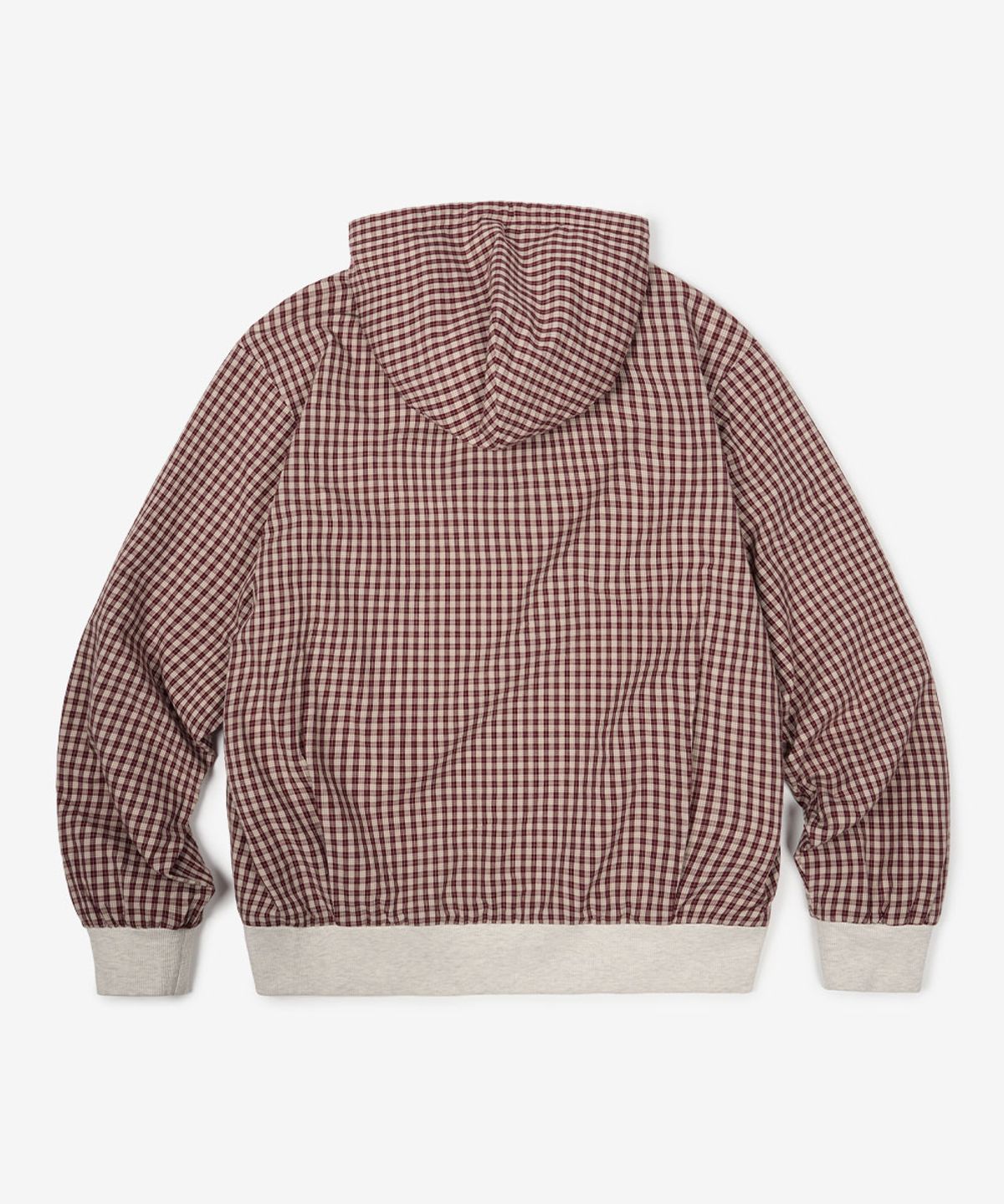 낫온리포투데이(NOT ONLY FOR TODAY) 체크 패턴 리버서블 후드 집업 [버건디]