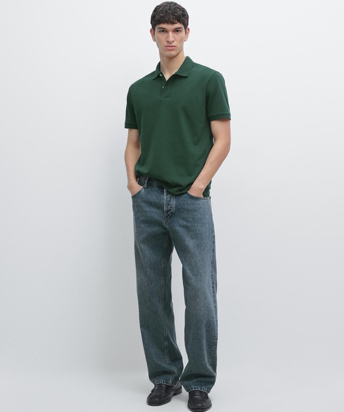 마시모두띠(MASSIMO DUTTI) 마이크로텍스처드 코튼 피케 폴로 셔츠