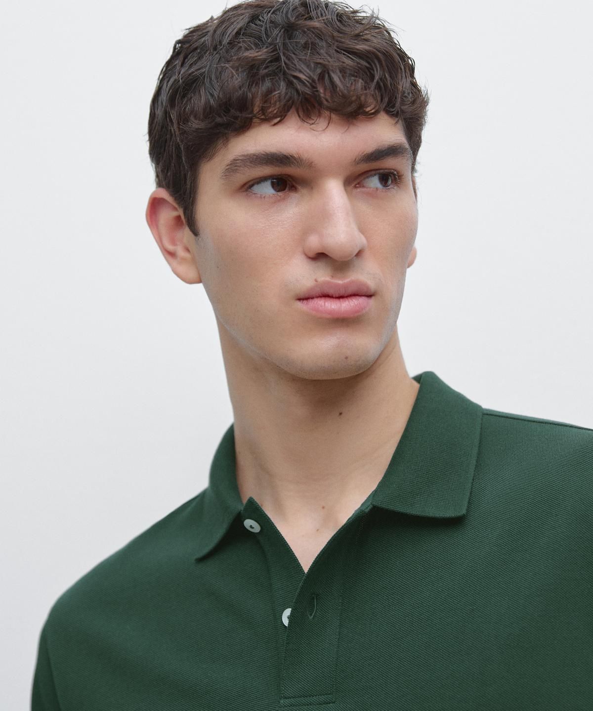 마시모두띠(MASSIMO DUTTI) 마이크로텍스처드 코튼 피케 폴로 셔츠