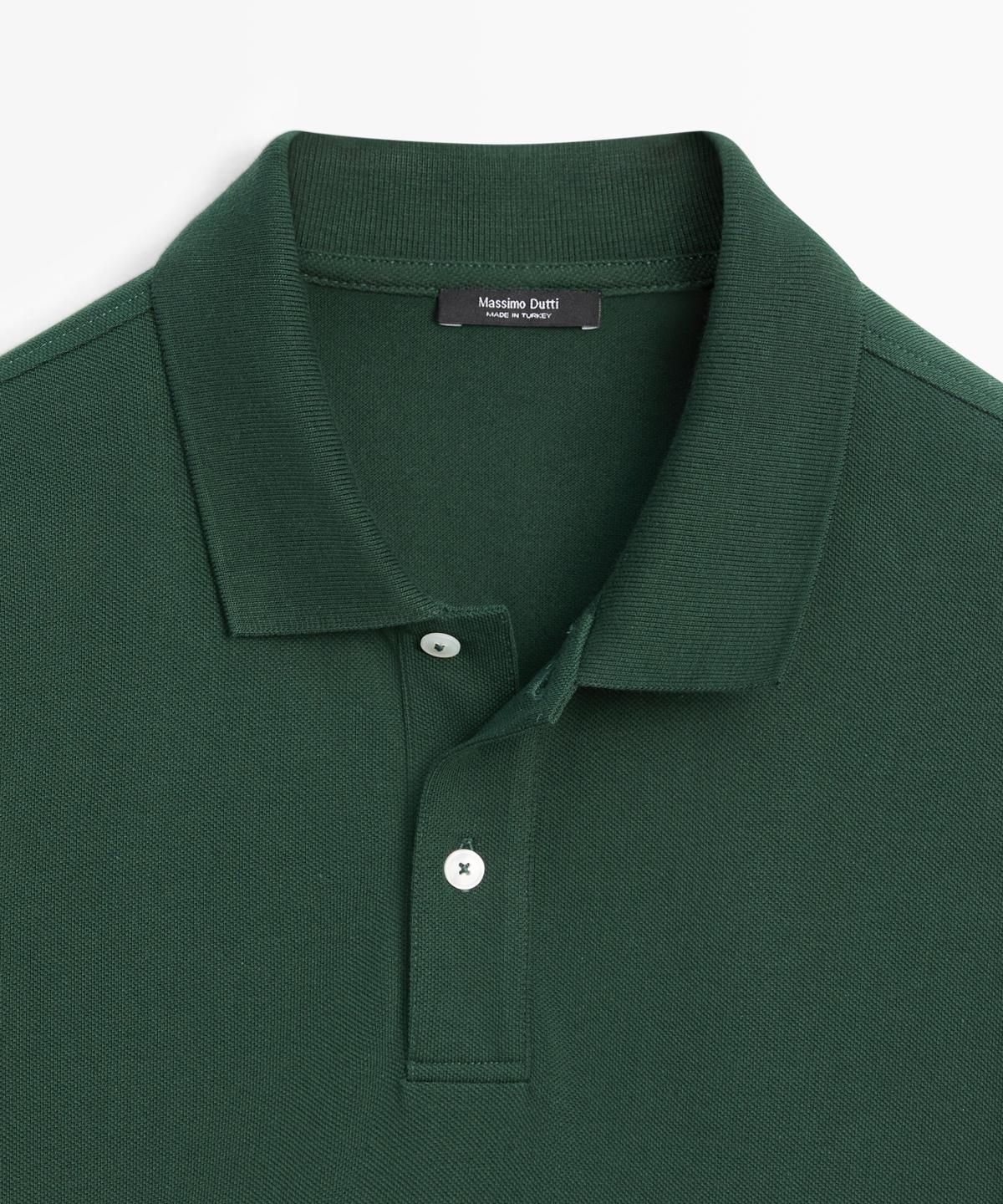마시모두띠(MASSIMO DUTTI) 마이크로텍스처드 코튼 피케 폴로 셔츠