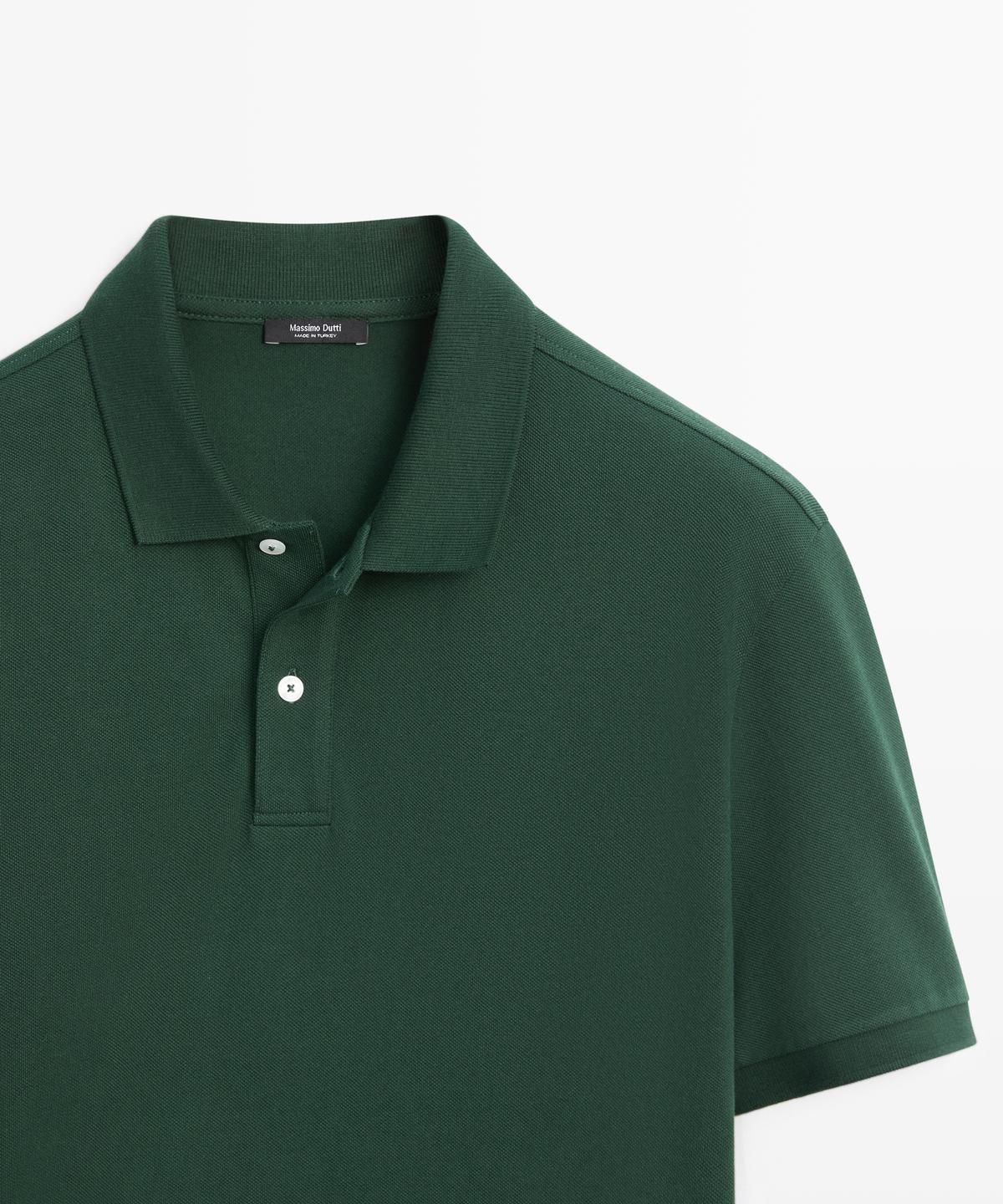 마시모두띠(MASSIMO DUTTI) 마이크로텍스처드 코튼 피케 폴로 셔츠