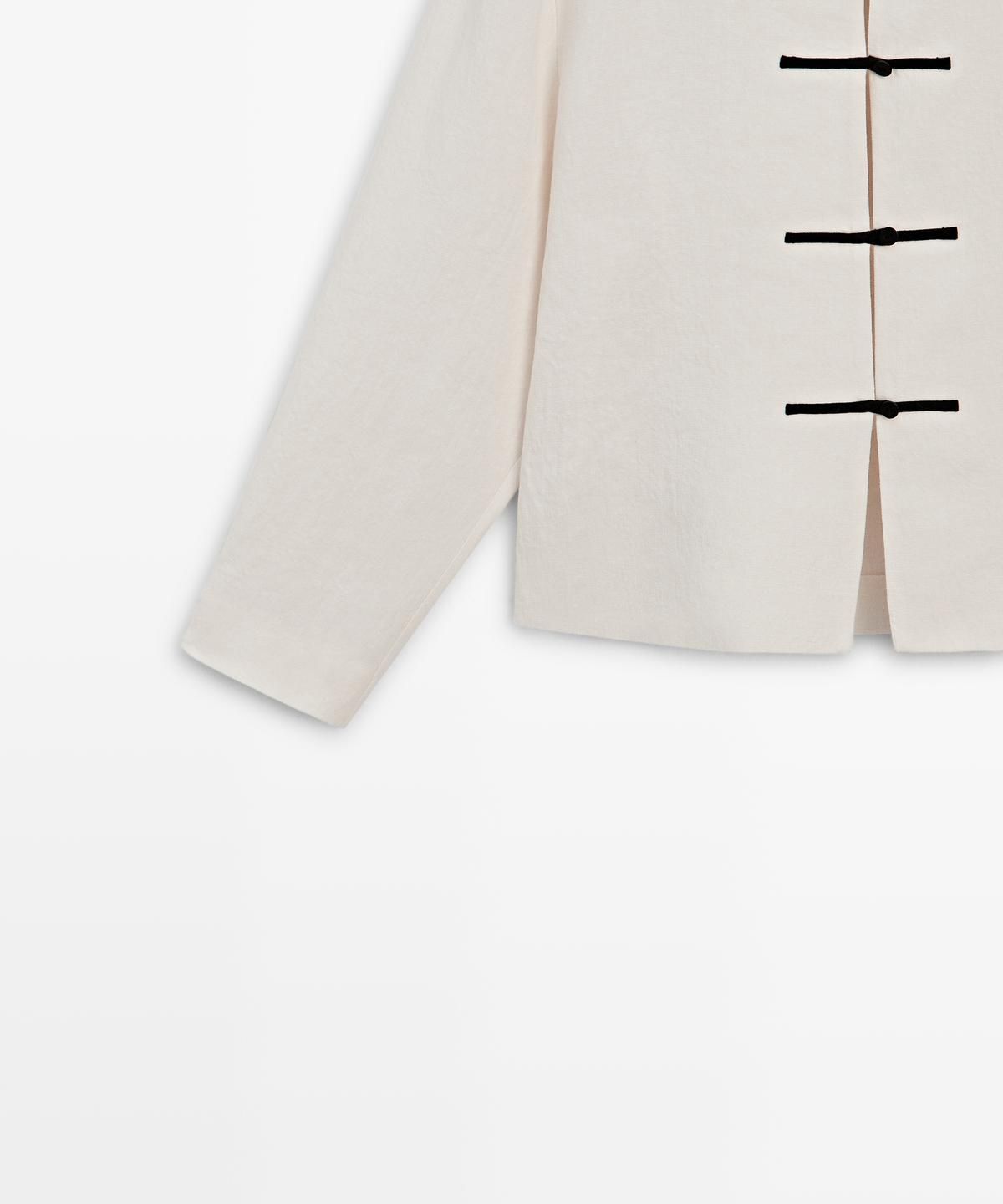 마시모두띠(MASSIMO DUTTI) 린넨 버튼 디테일 오버셔츠