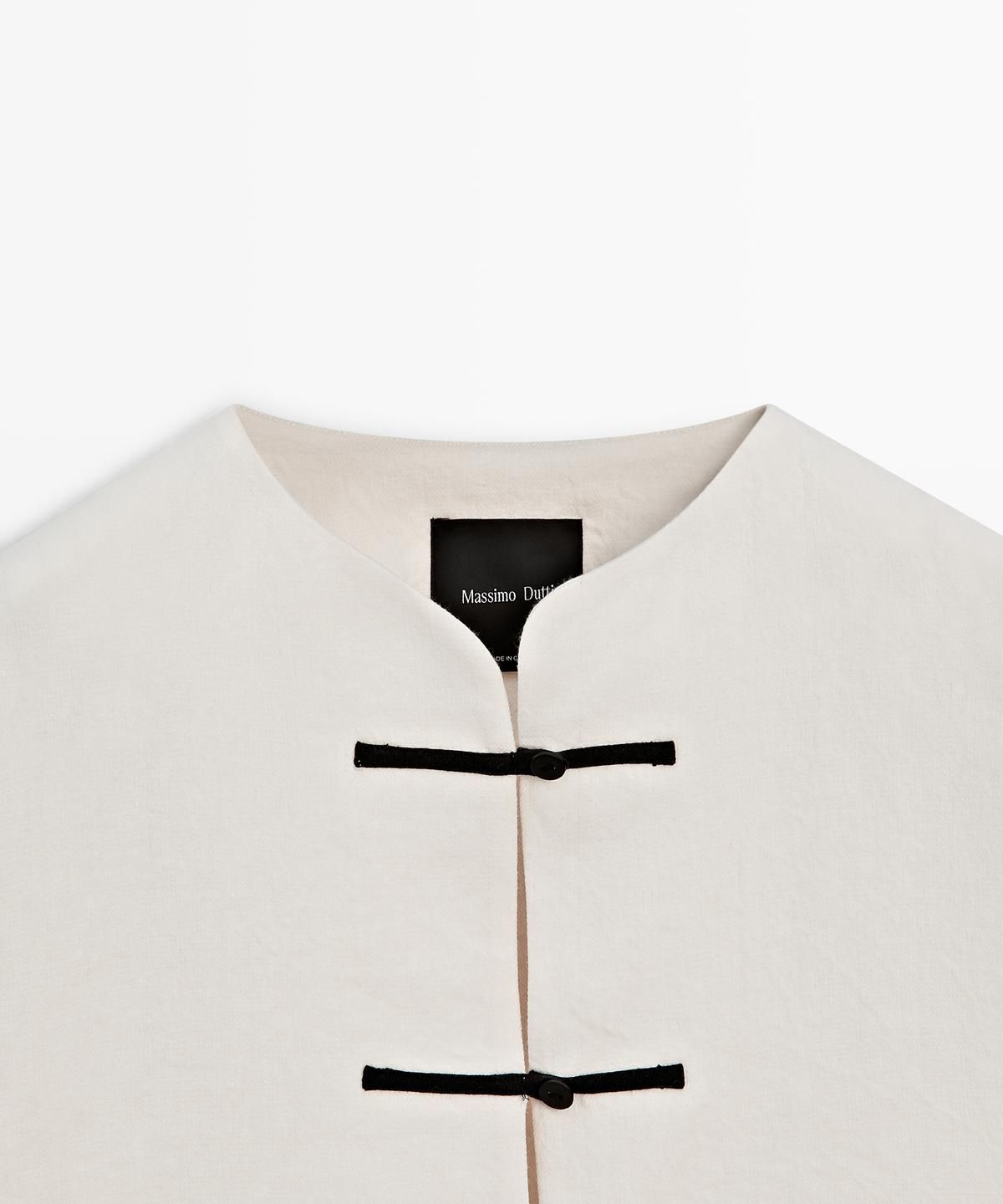 마시모두띠(MASSIMO DUTTI) 린넨 버튼 디테일 오버셔츠