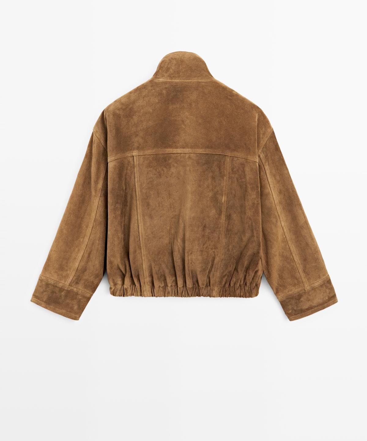 마시모두띠(MASSIMO DUTTI) 스웨이드 레더 크롭 봄버 재킷