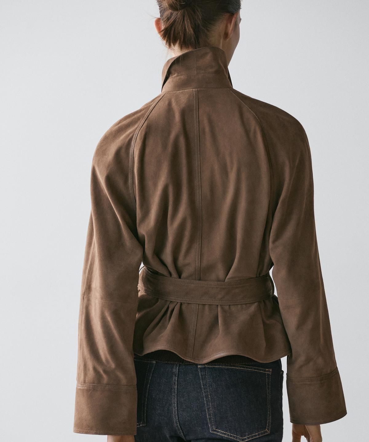 마시모두띠(MASSIMO DUTTI) 벨티드 스웨이드 레더 재킷