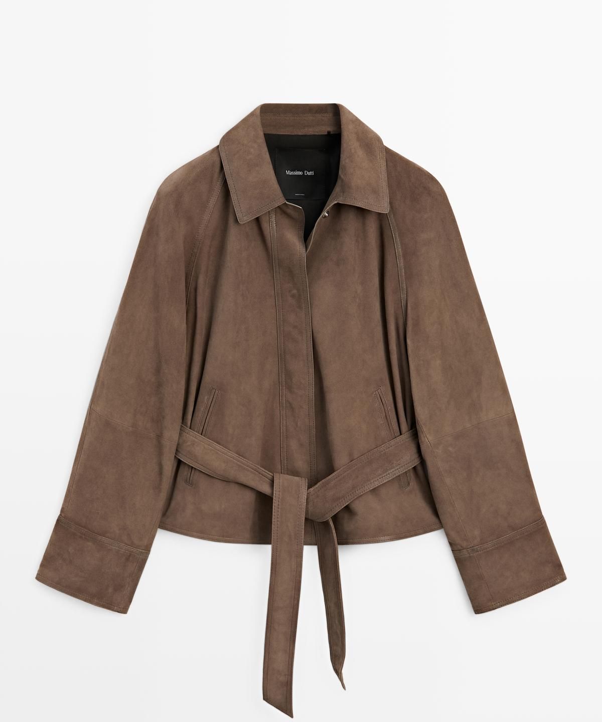 마시모두띠(MASSIMO DUTTI) 벨티드 스웨이드 레더 재킷