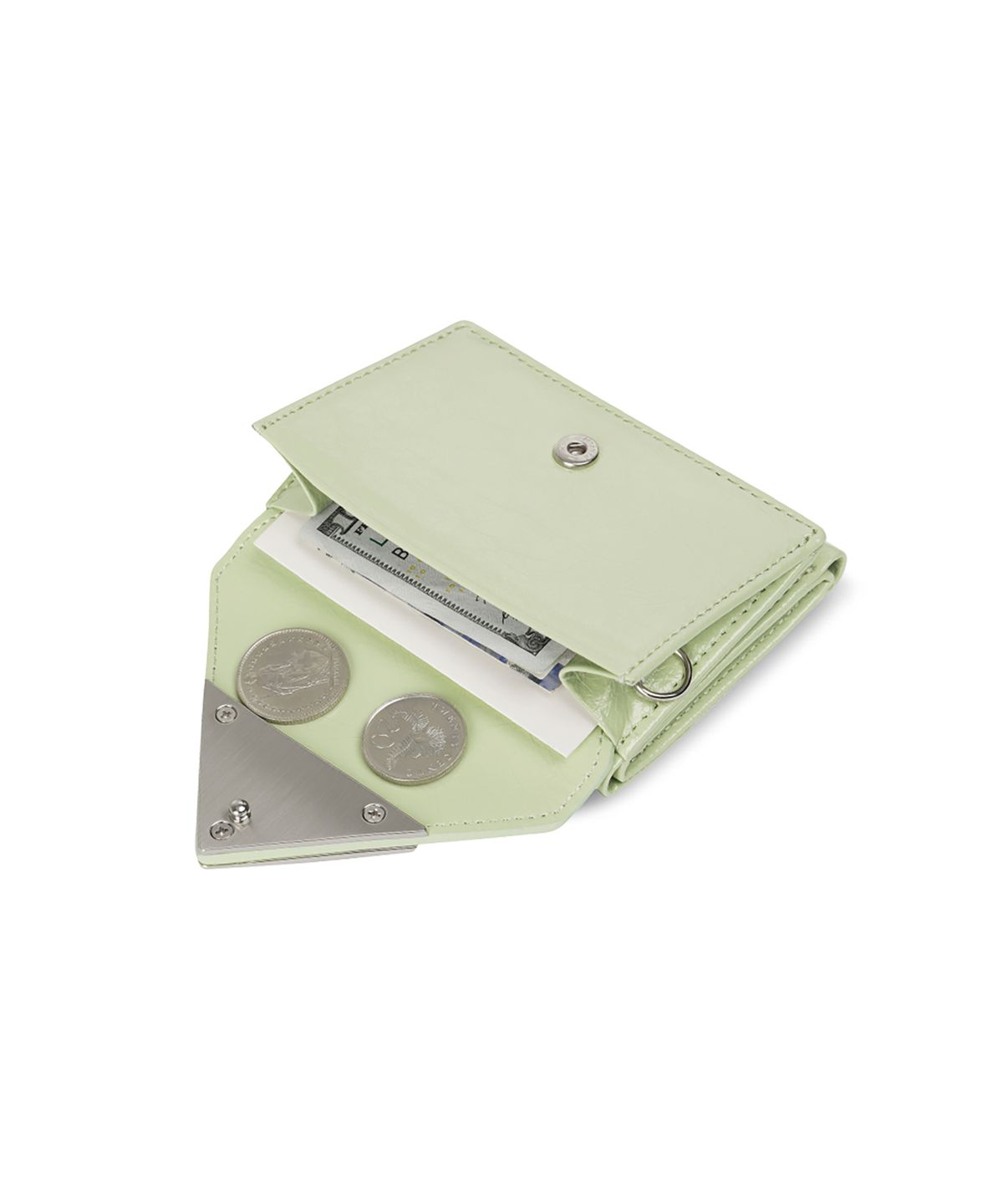 페넥(FENNEC) CRINKLE TRIANGLE TRIPLE WALLET - PISTACHIO