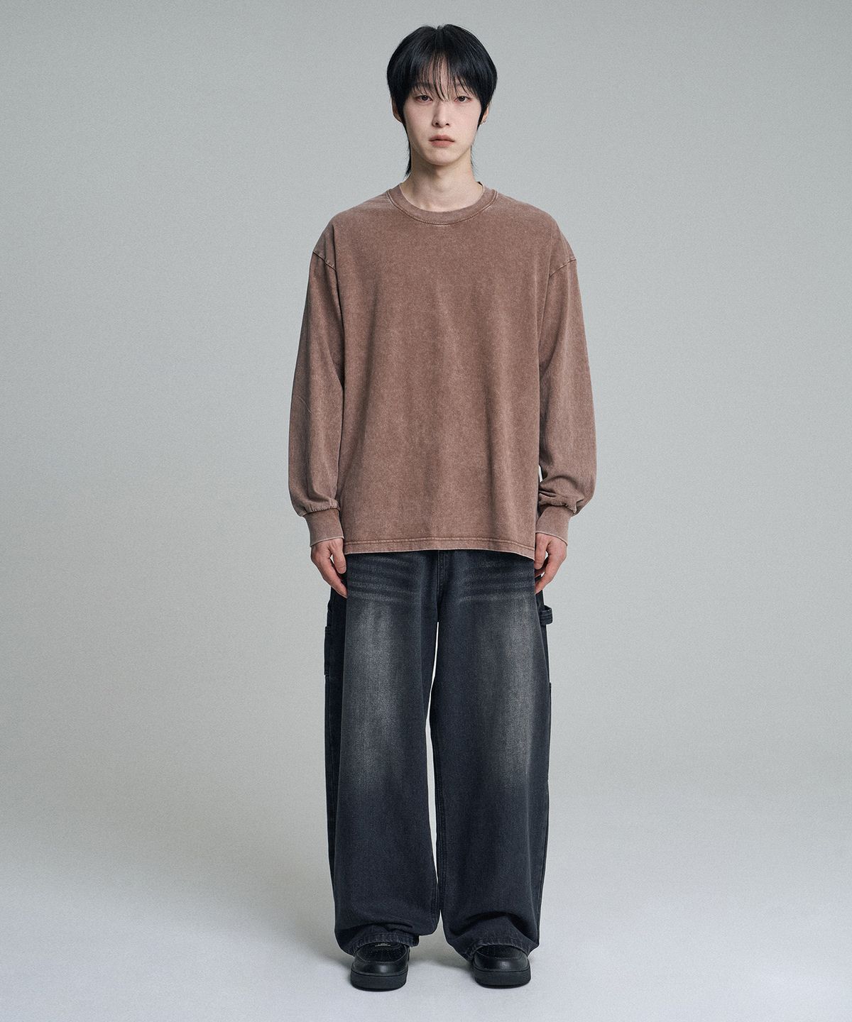 무븐(MOOVN) 빈티지 와이드 카펜터 데님 팬츠 블랙