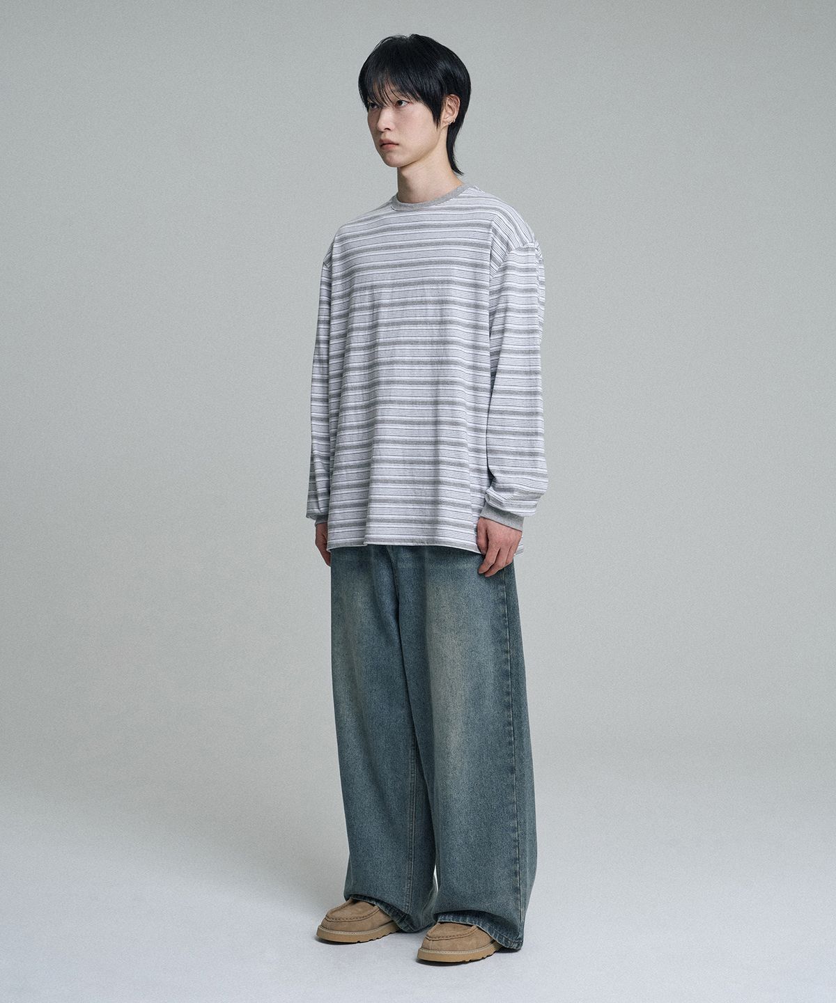 무븐(MOOVN) 모어 와이드 데님 팬츠 워시드 블루