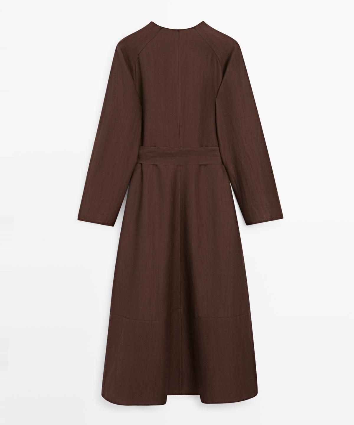 마시모두띠(MASSIMO DUTTI) 벨트 디테일 린넨 플루이드 니렝스 원피스