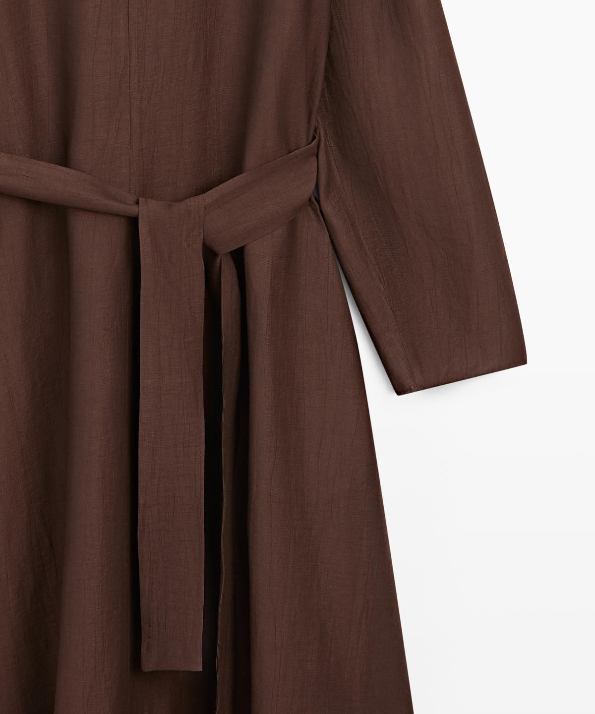 마시모두띠(MASSIMO DUTTI) 벨트 디테일 린넨 플루이드 니렝스 원피스