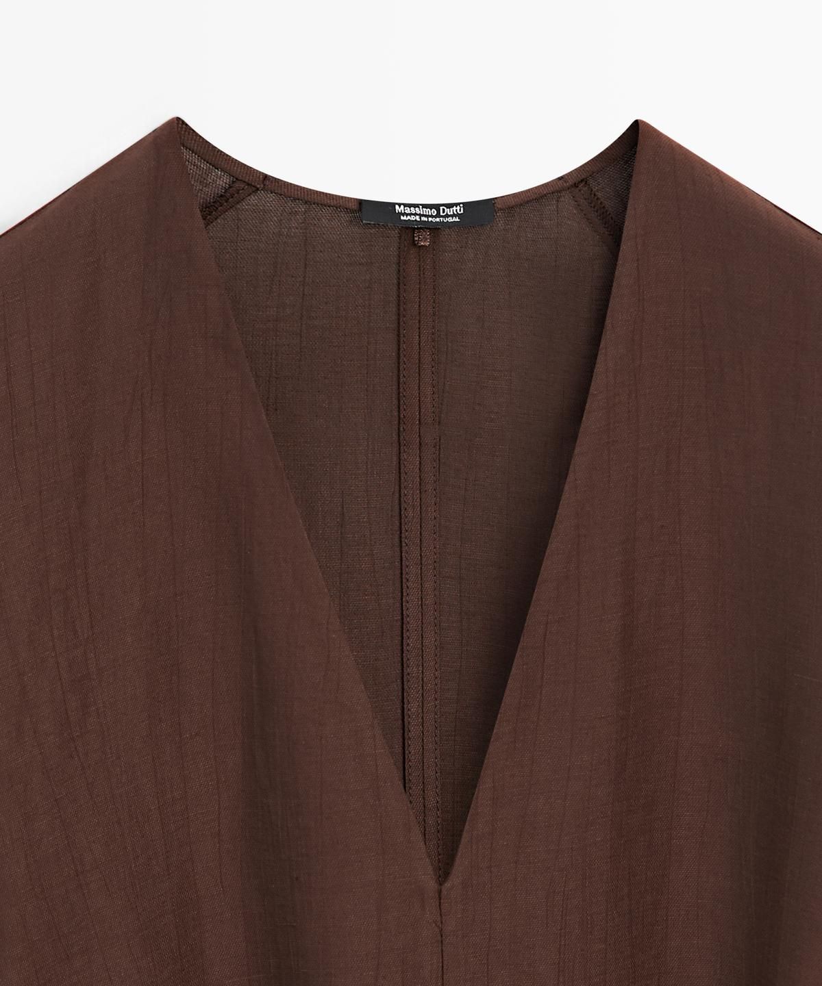 마시모두띠(MASSIMO DUTTI) 벨트 디테일 린넨 플루이드 니렝스 원피스