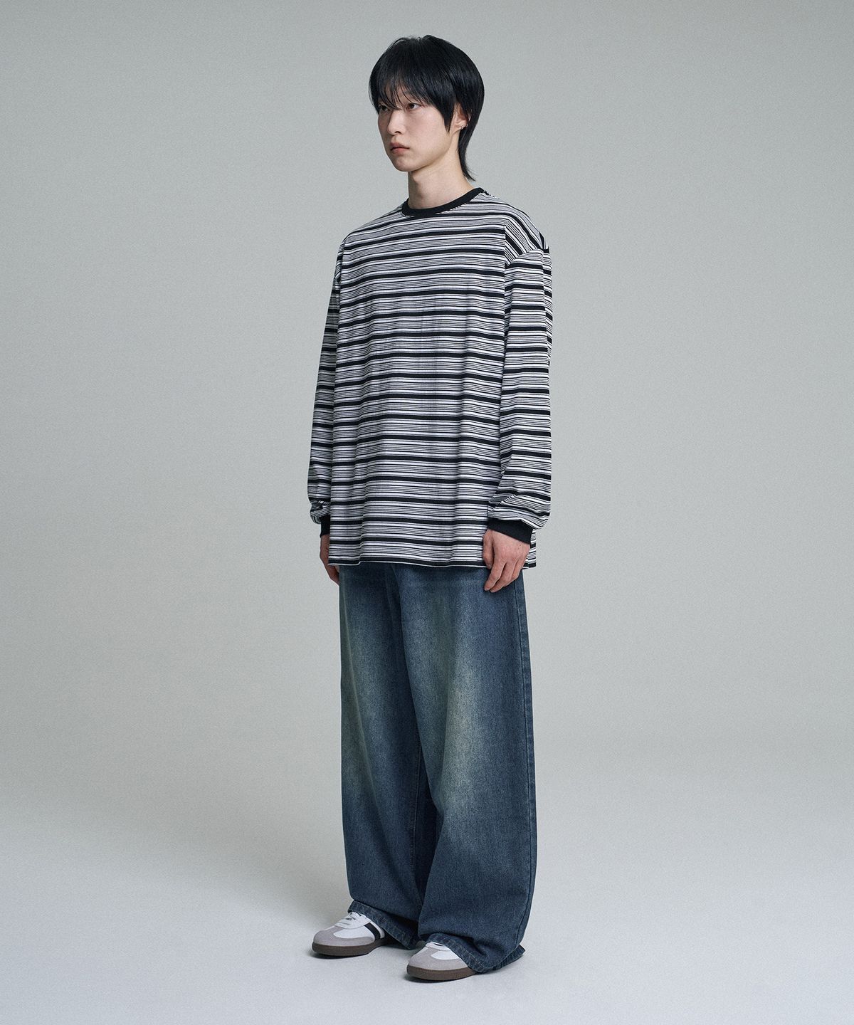 무븐(MOOVN) 모어 와이드 데님 팬츠 딥블루
