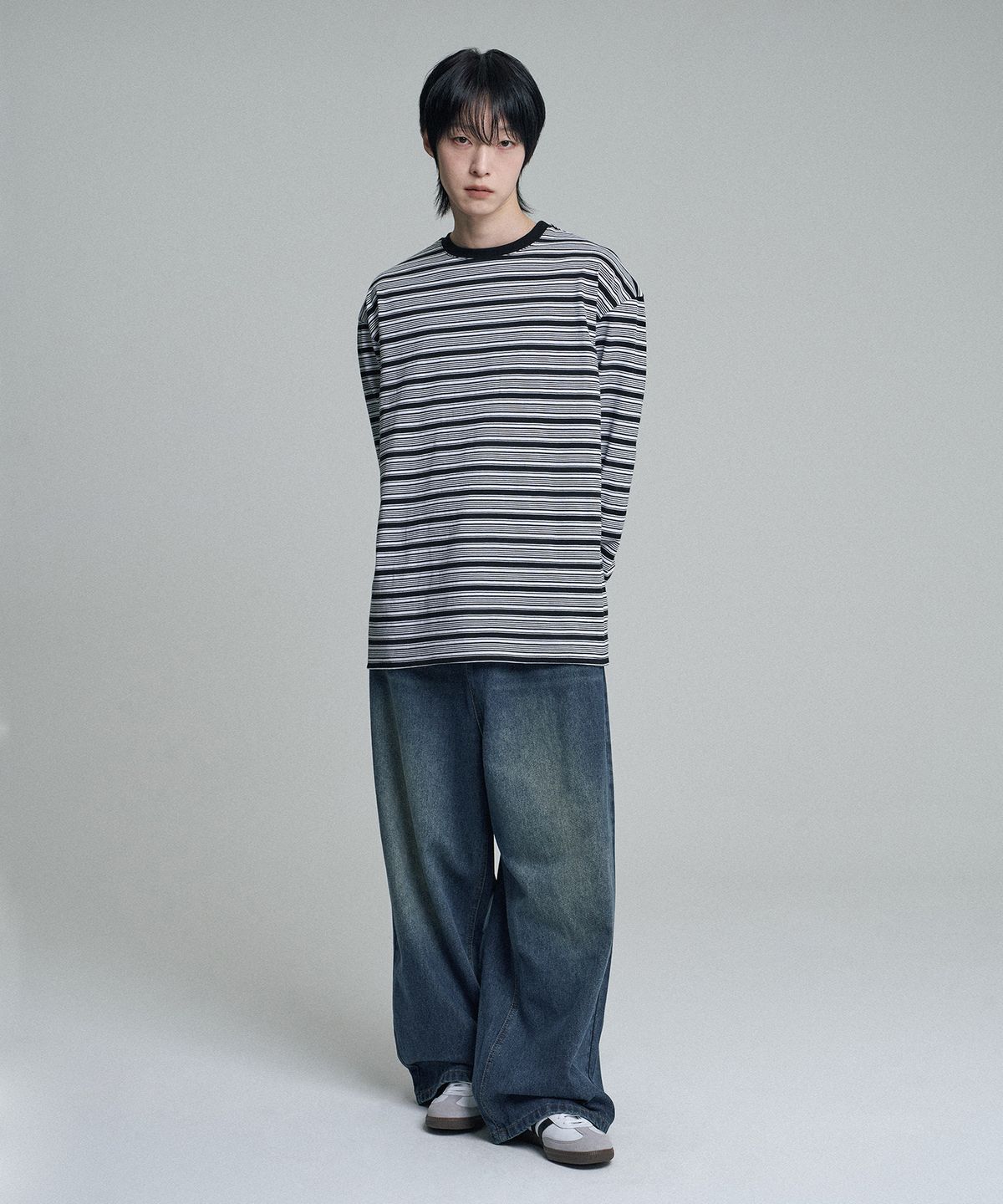 무븐(MOOVN) 모어 와이드 데님 팬츠 딥블루