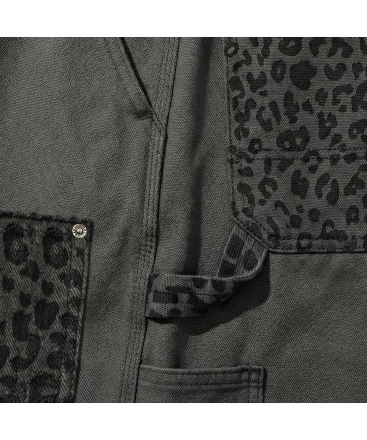엑스트라오디너리(EXTRAORDINARY) LEOPARD PANEL DOUBLE KNEE PANTS GREY