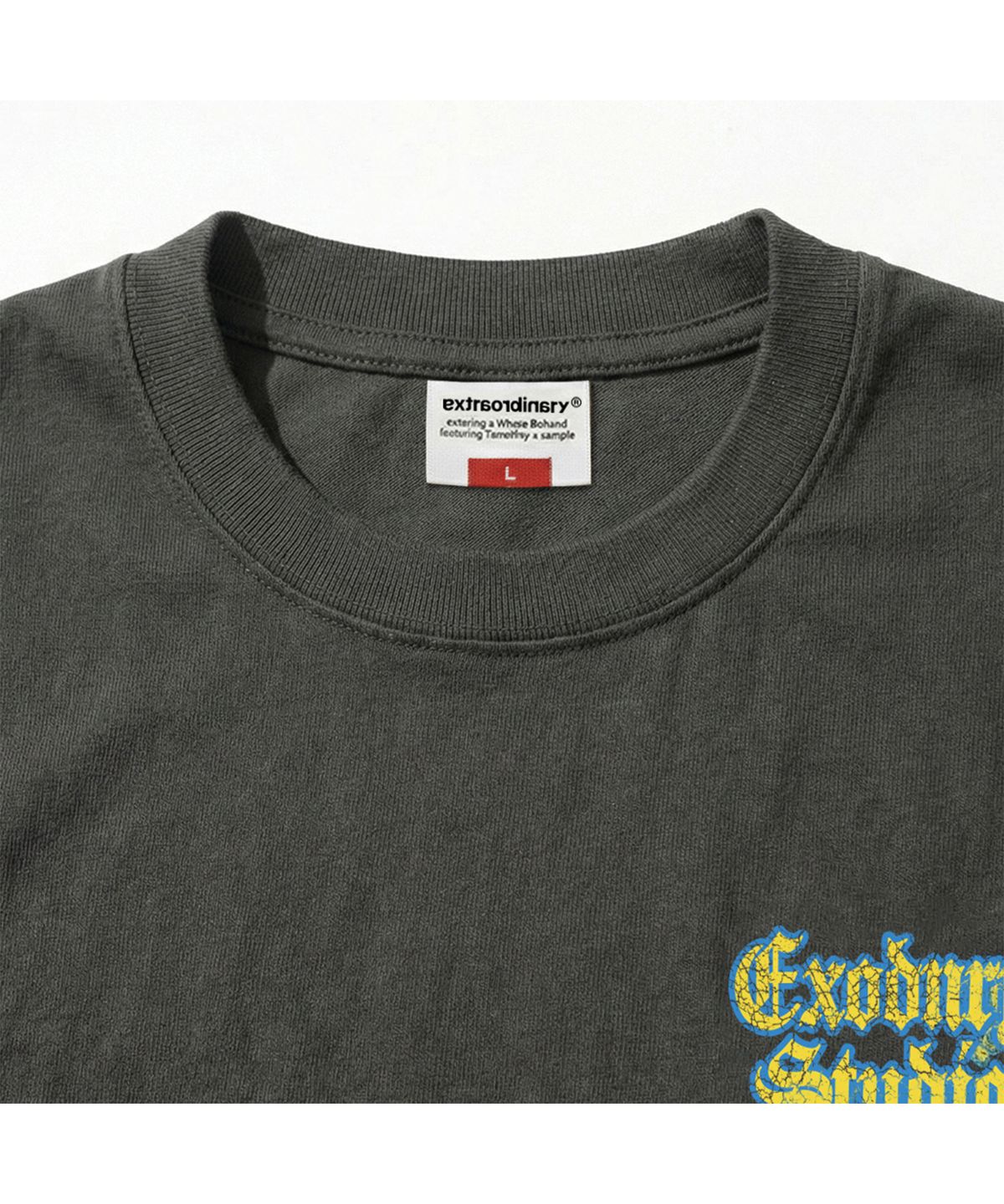 엑스트라오디너리(EXTRAORDINARY) PIGMENT FLAME LOGO LS TEE CHARCOAL