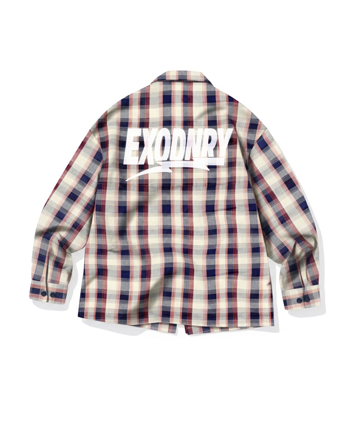 엑스트라오디너리(EXTRAORDINARY) MADRAS CHECK ZIP-UP SHIRKET NAVY