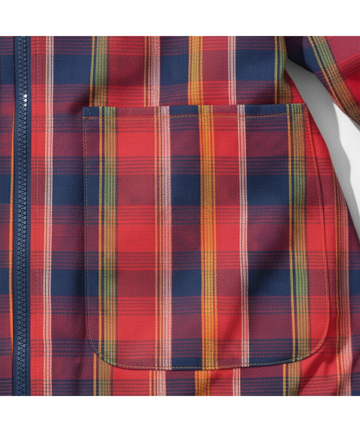 엑스트라오디너리(EXTRAORDINARY) MADRAS CHECK ZIP-UP SHIRKET RED