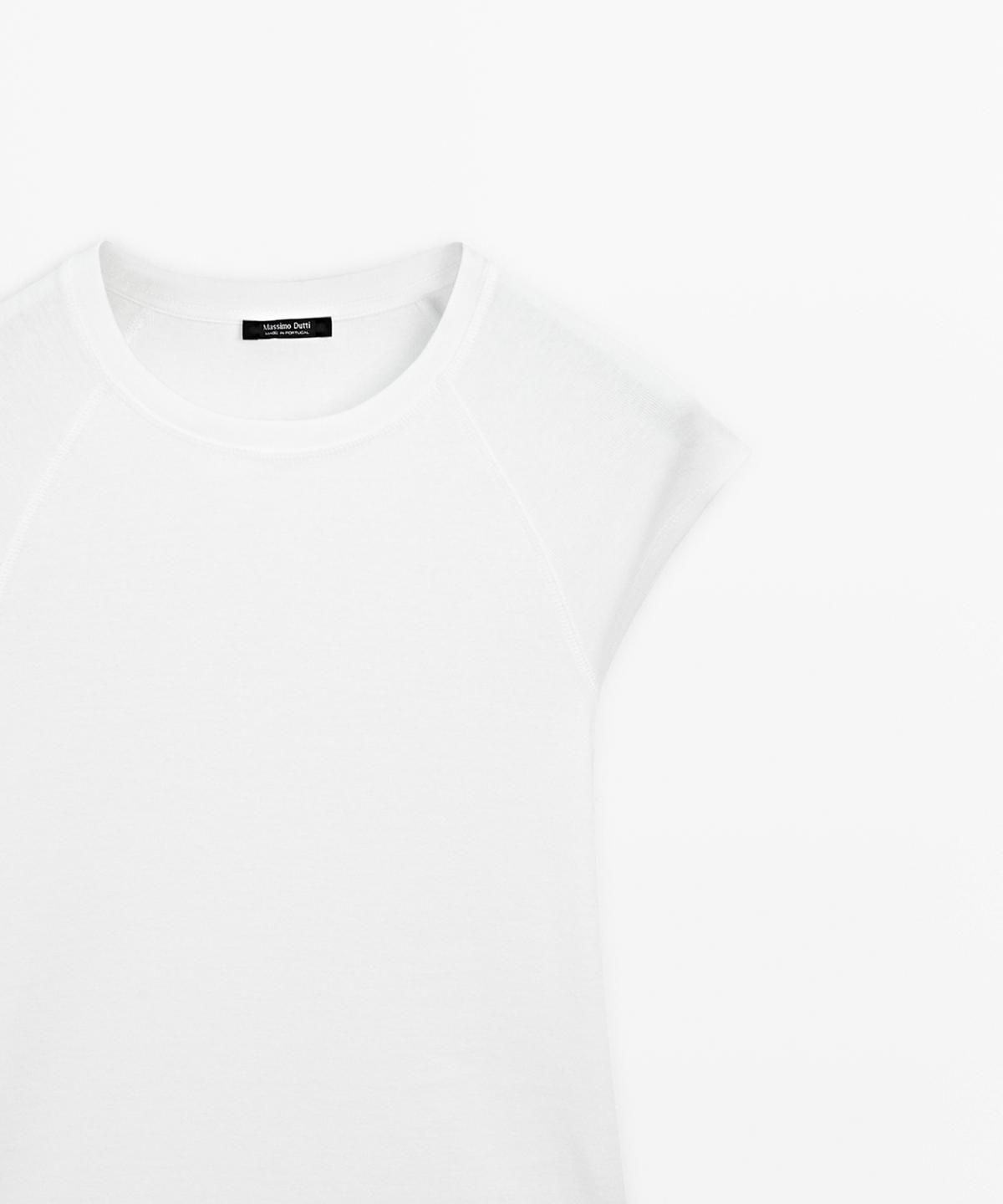마시모두띠(MASSIMO DUTTI) 100% 코튼 래글런 반팔 티셔츠