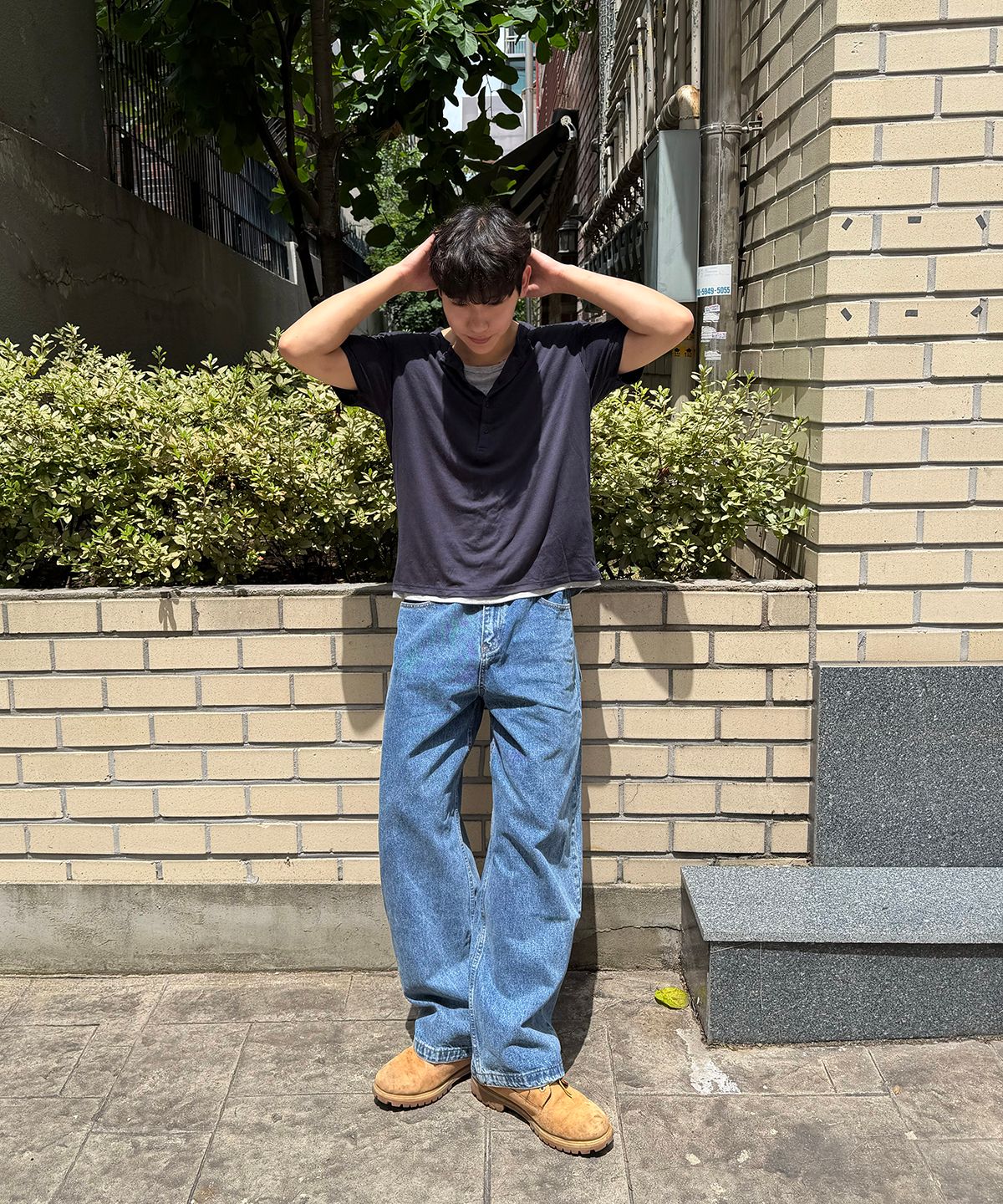 노페이머스(NOFAMOUS) 12.5oz Salt Wide Straight Denim Jeans (Blue)