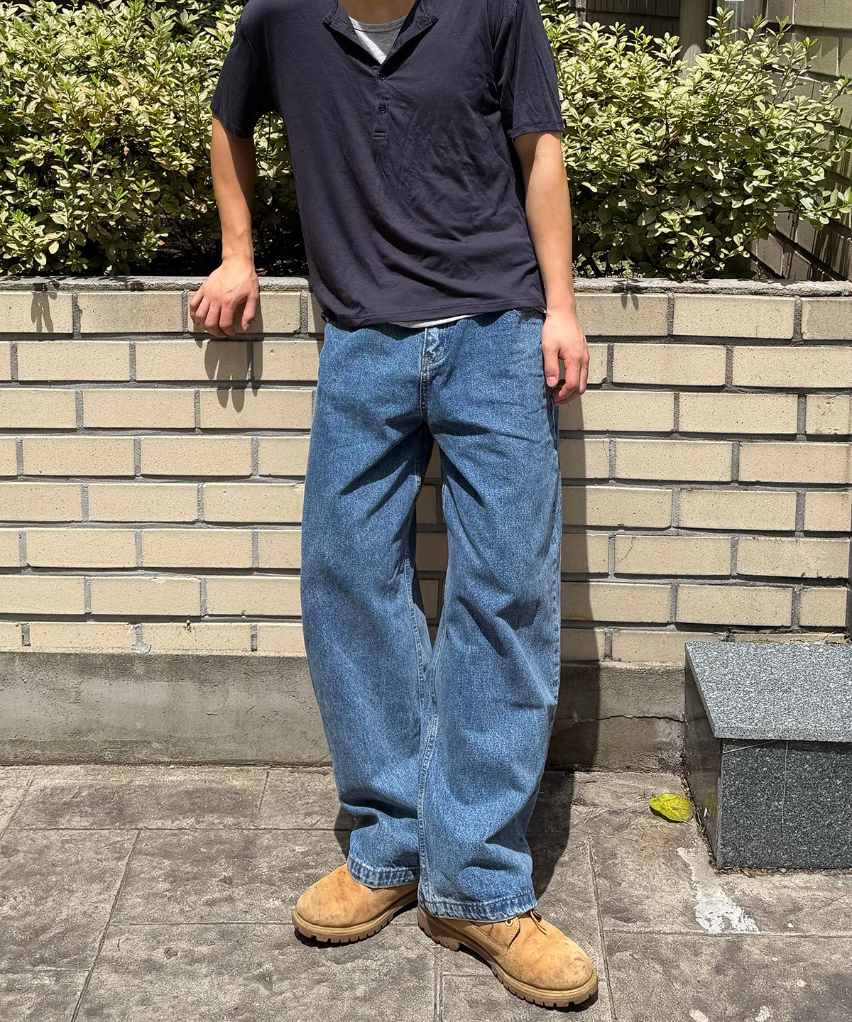 노페이머스(NOFAMOUS) 12.5oz Salt Wide Straight Denim Jeans (Blue)