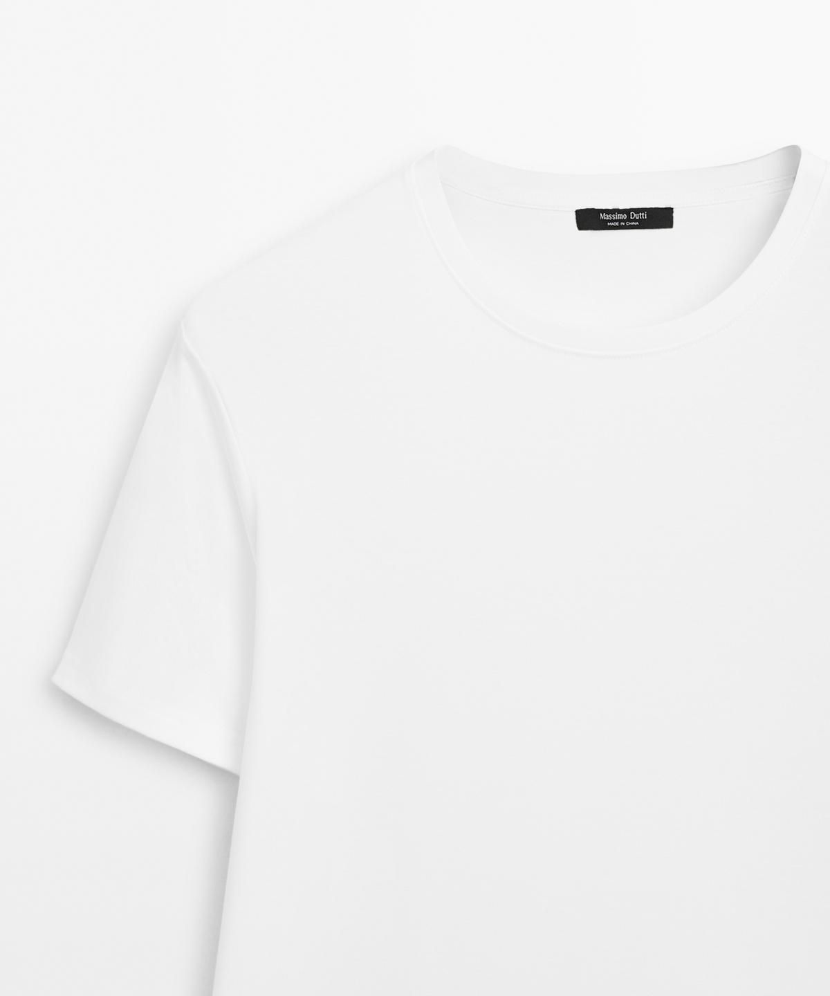 마시모두띠(MASSIMO DUTTI) 100% 머서라이즈 코튼 티셔츠