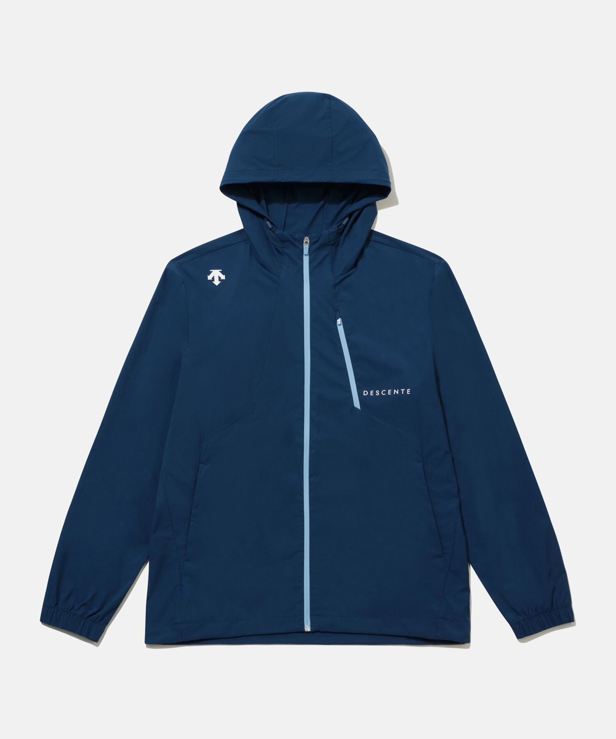 데상트(DESCENTE) 후드형 바람막이 자켓 네이비 SR123UWB11
