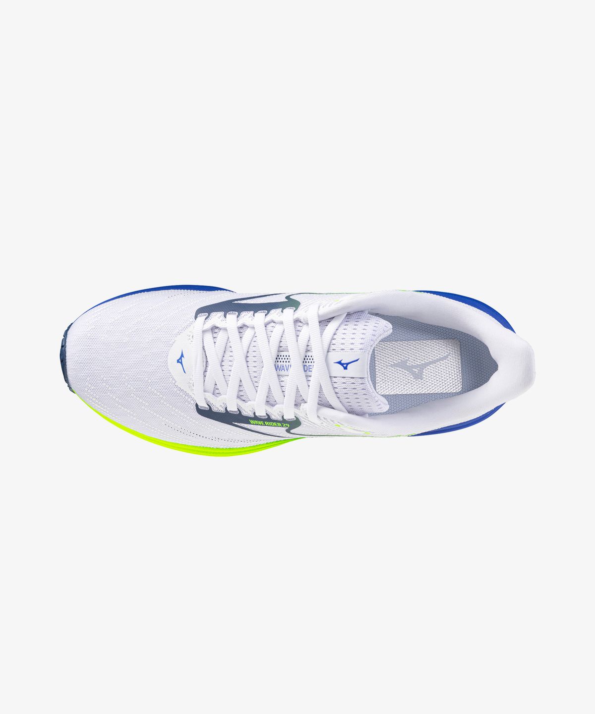 미즈노(MIZUNO) (남성) 웨이브 라이더 29 - 화이트:에스테이트 블루:라이트닝 옐로우 / J1GC250353
