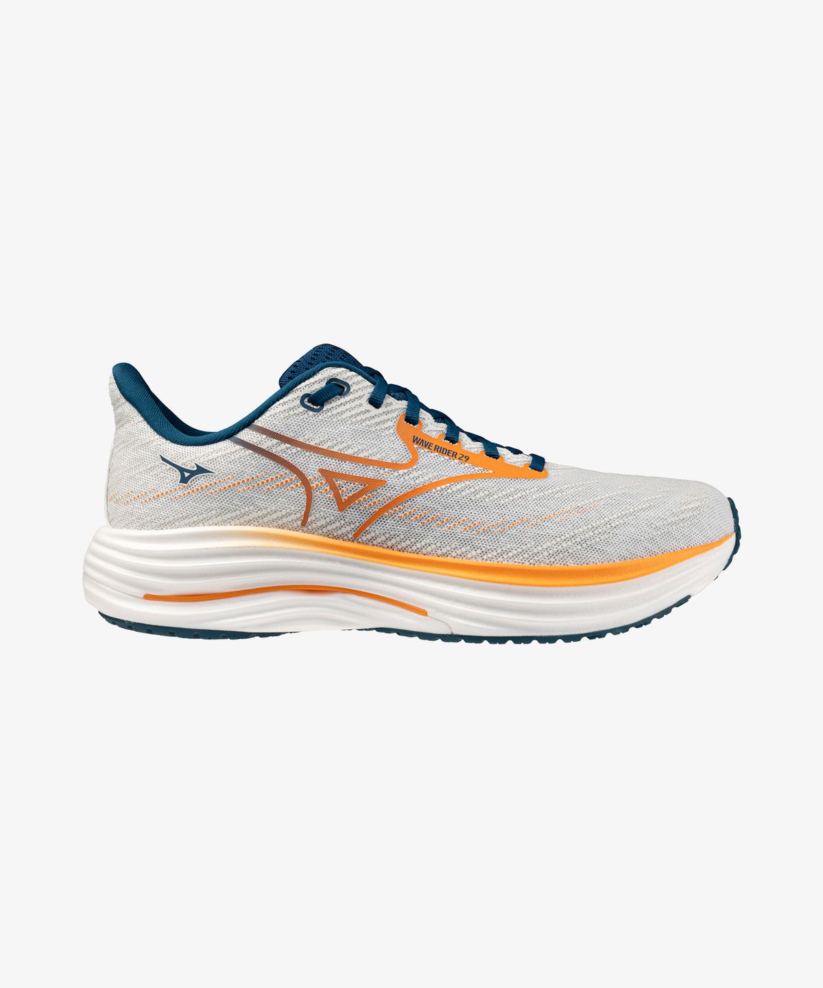 미즈노(MIZUNO) (남성) 웨이브 라이더 29 슈퍼와이드 - GF 화이트:어텀 선셋:세일러 블루 / J1GC250458