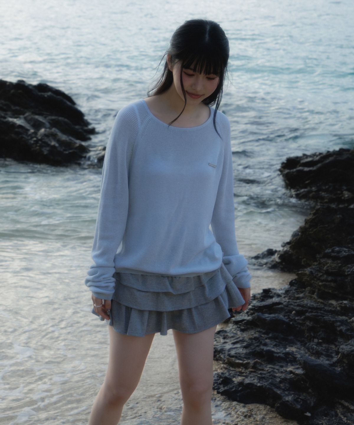 로제프란츠(ROSEFRANTZ) Boatneck Sheer Basic Knit [Sky Blue]