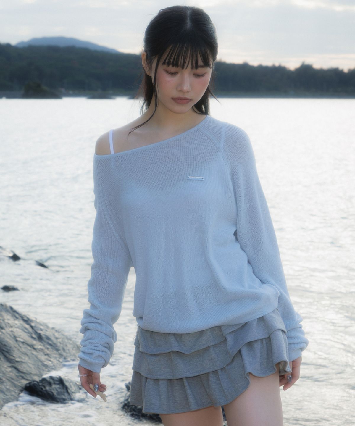 로제프란츠(ROSEFRANTZ) Boatneck Sheer Basic Knit [Sky Blue]