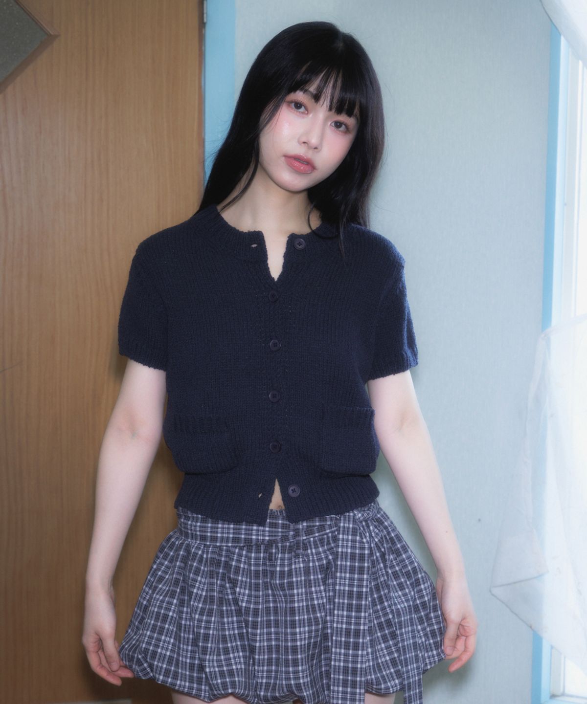 로제프란츠(ROSEFRANTZ) Pocket short sleeve knit cardigan [Navy]