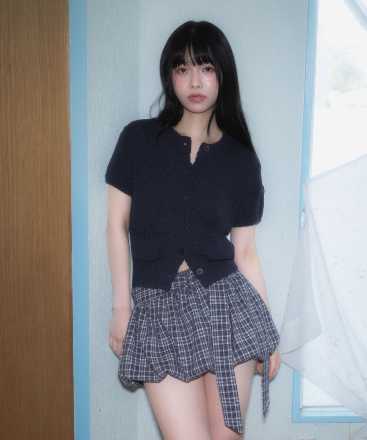 로제프란츠(ROSEFRANTZ) Pocket short sleeve knit cardigan [Navy]