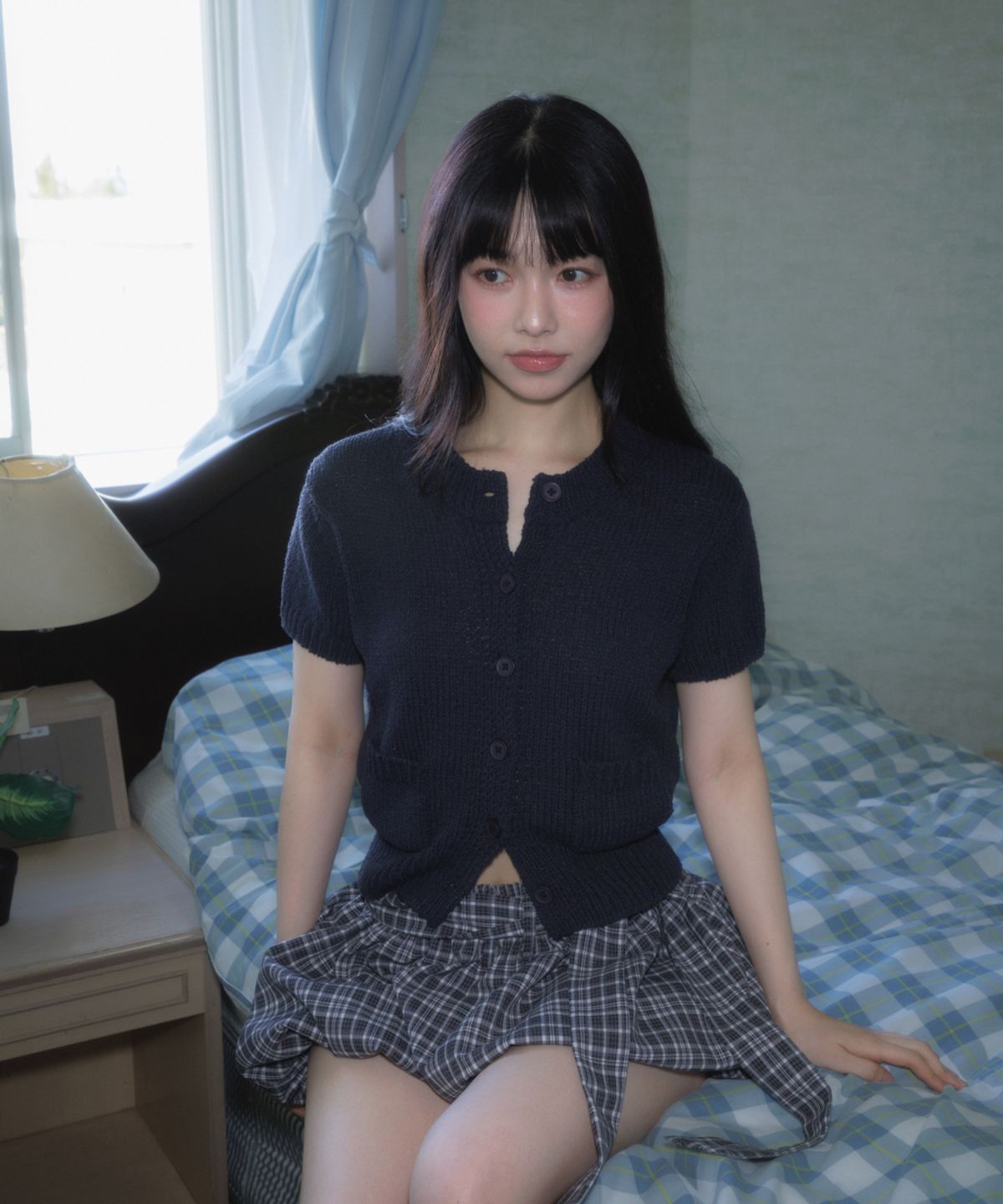 로제프란츠(ROSEFRANTZ) Pocket short sleeve knit cardigan [Navy]