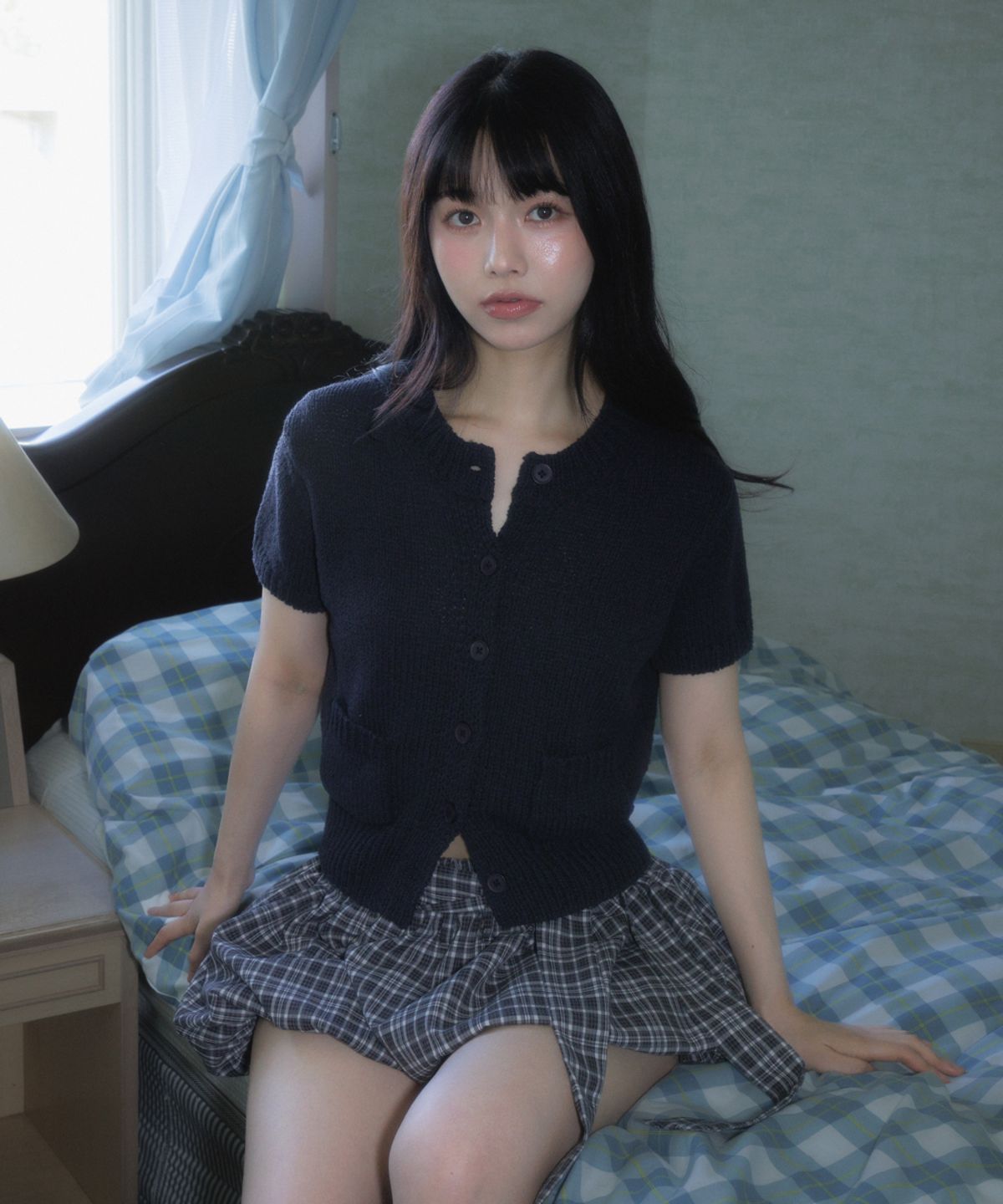 로제프란츠(ROSEFRANTZ) Pocket short sleeve knit cardigan [Navy]