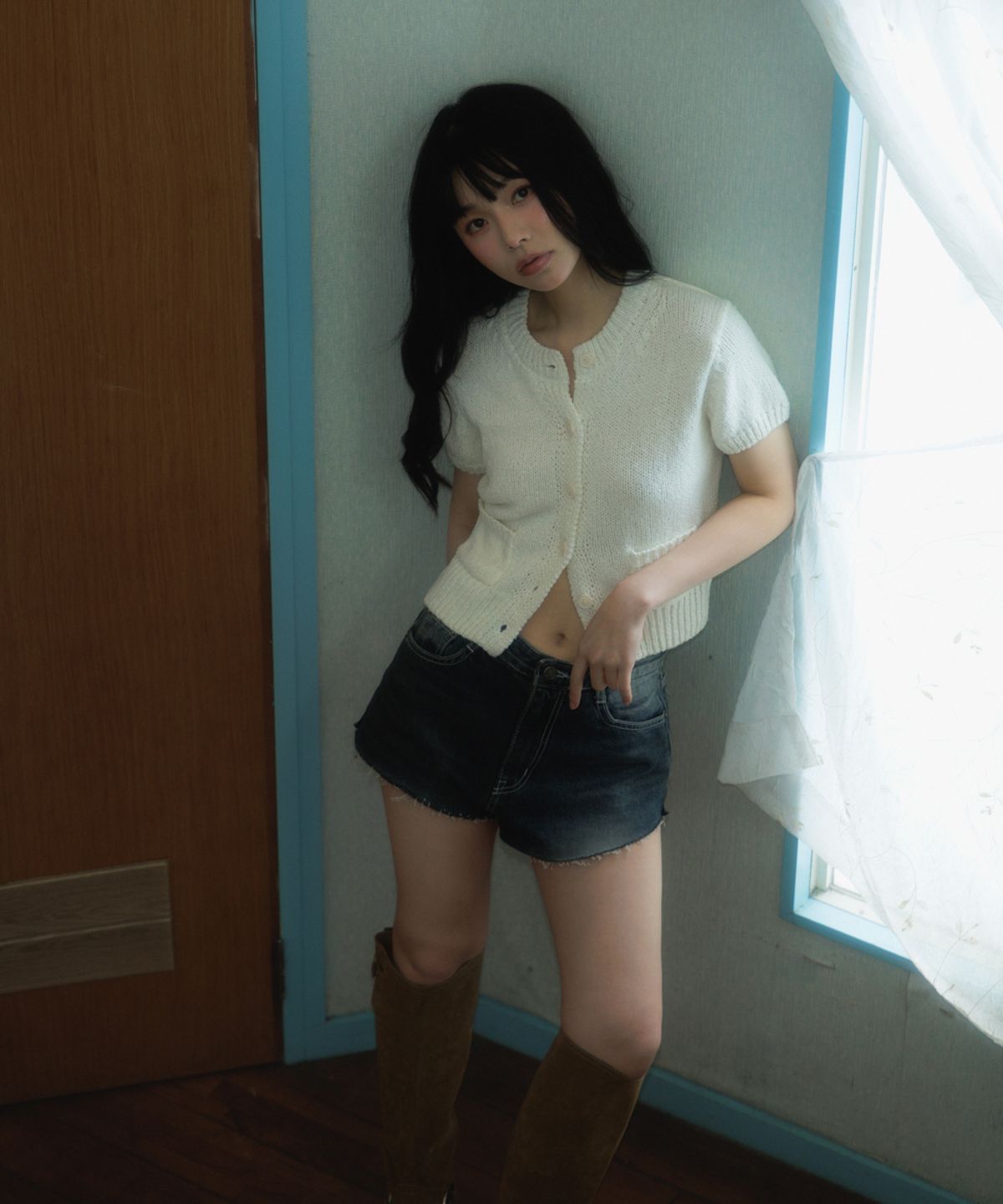 로제프란츠(ROSEFRANTZ) Pocket short sleeve knit cardigan [Ivory]