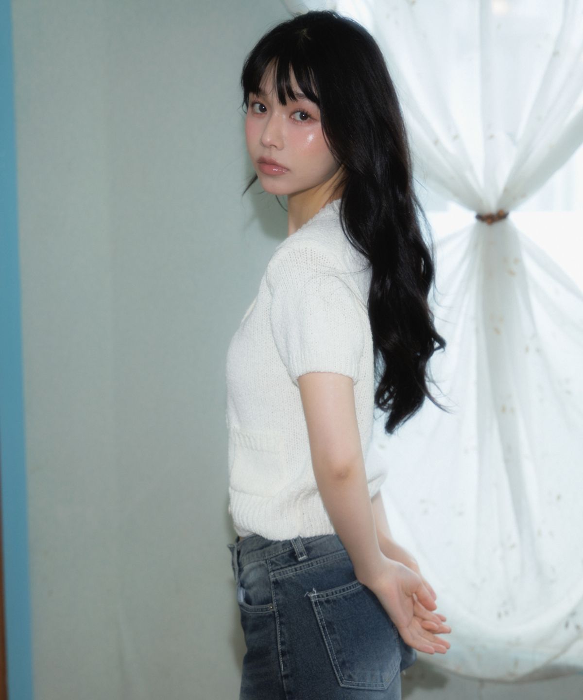 로제프란츠(ROSEFRANTZ) Pocket short sleeve knit cardigan [Ivory]