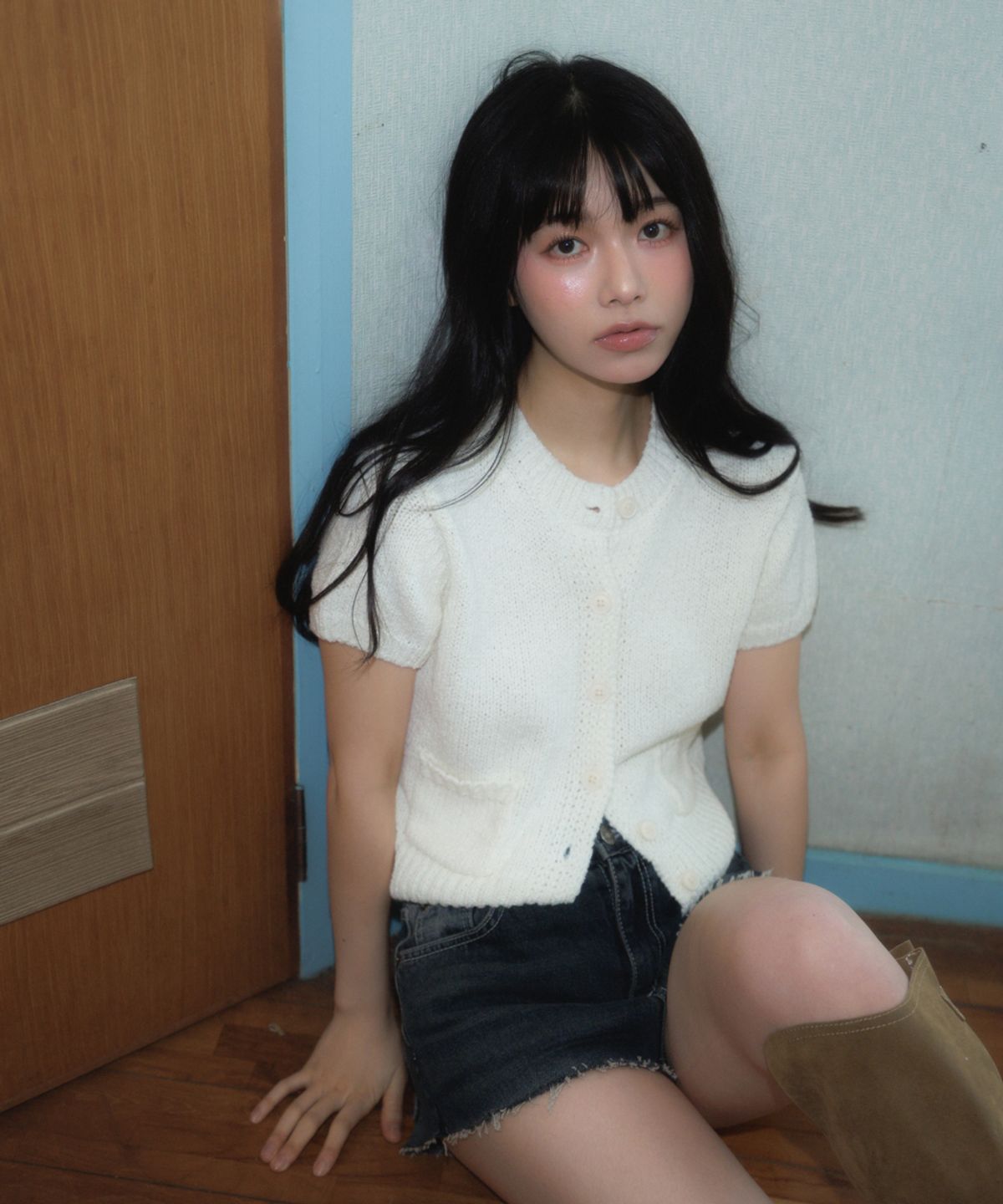 로제프란츠(ROSEFRANTZ) Pocket short sleeve knit cardigan [Ivory]