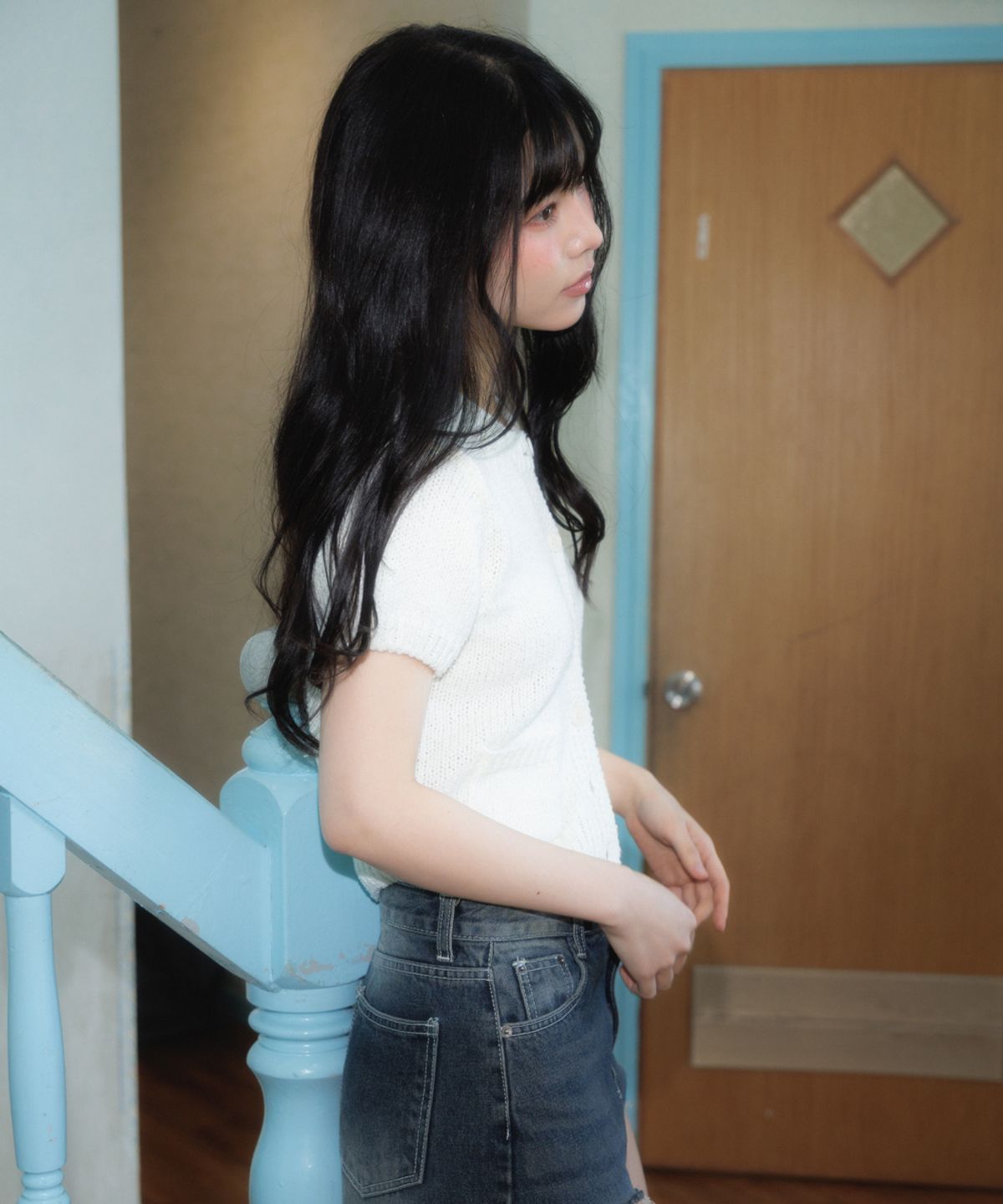 로제프란츠(ROSEFRANTZ) Pocket short sleeve knit cardigan [Ivory]