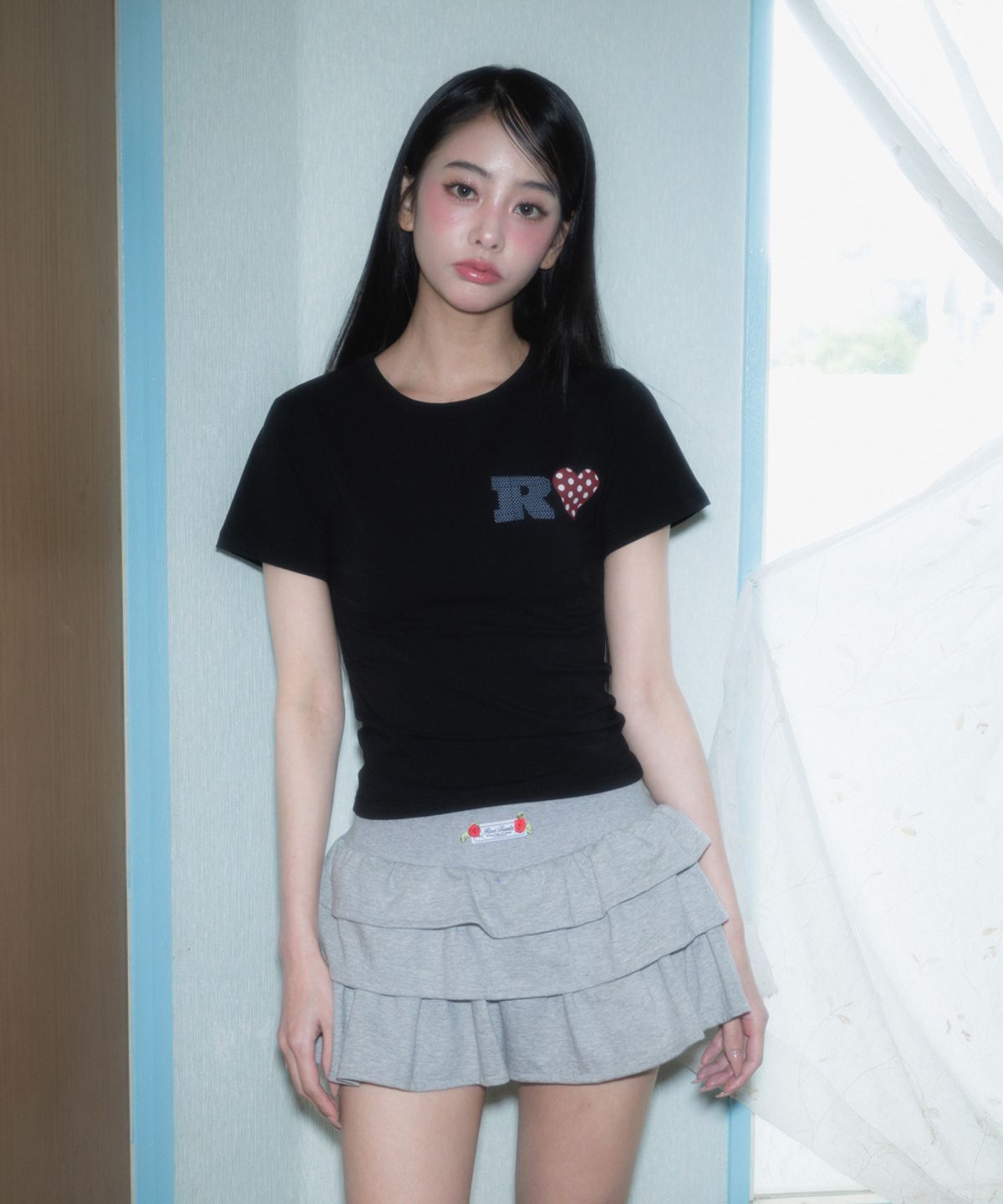 로제프란츠(ROSEFRANTZ) Dot Heart Cotton T-Shirt [Black]