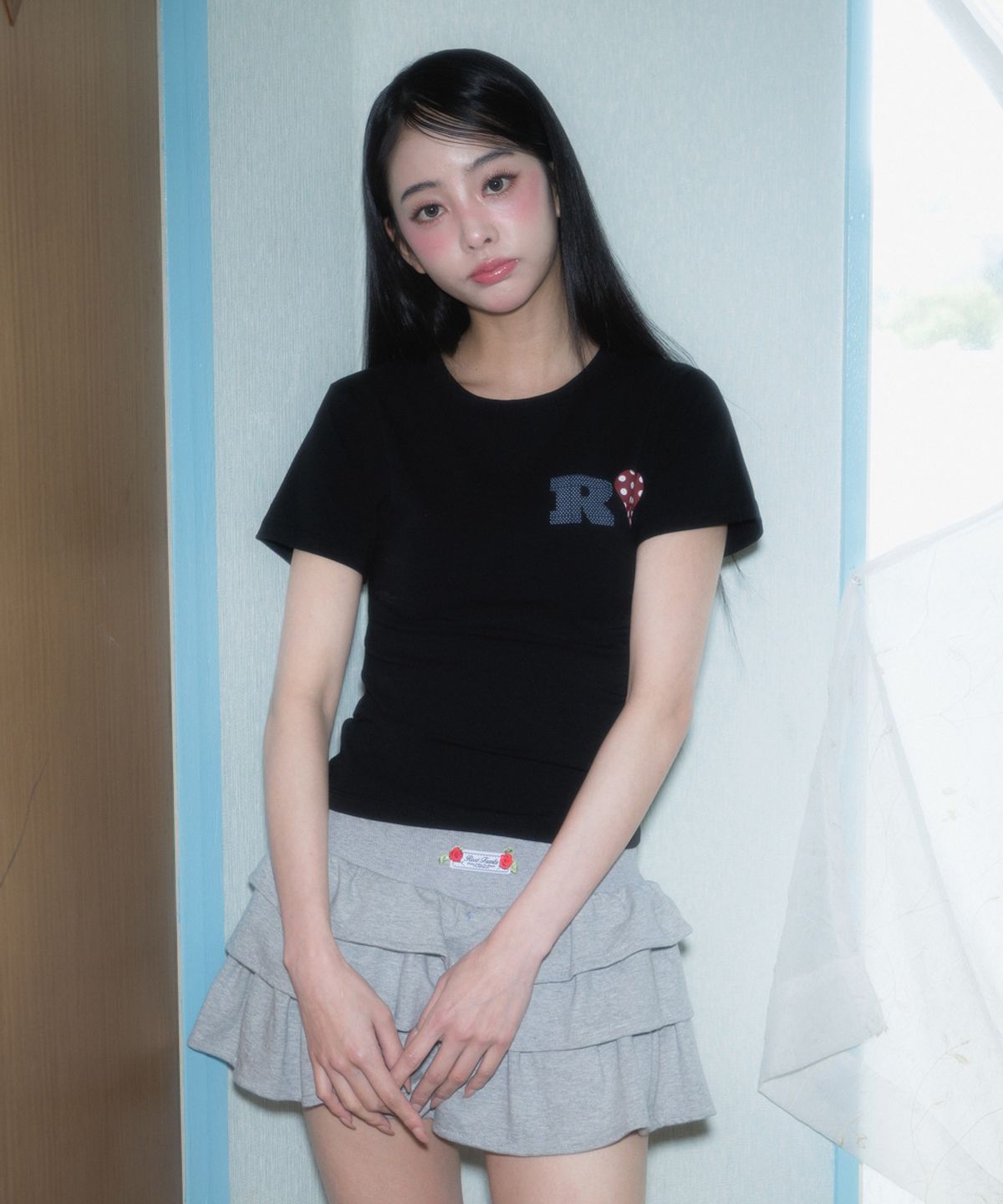 로제프란츠(ROSEFRANTZ) Dot Heart Cotton T-Shirt [Black]