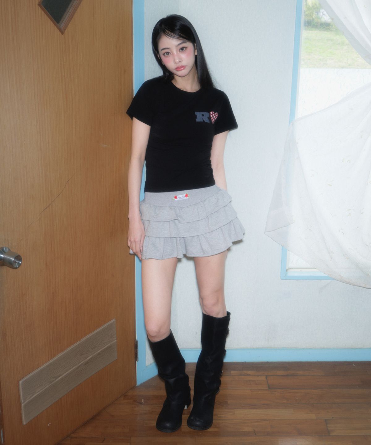 로제프란츠(ROSEFRANTZ) Dot Heart Cotton T-Shirt [Black]