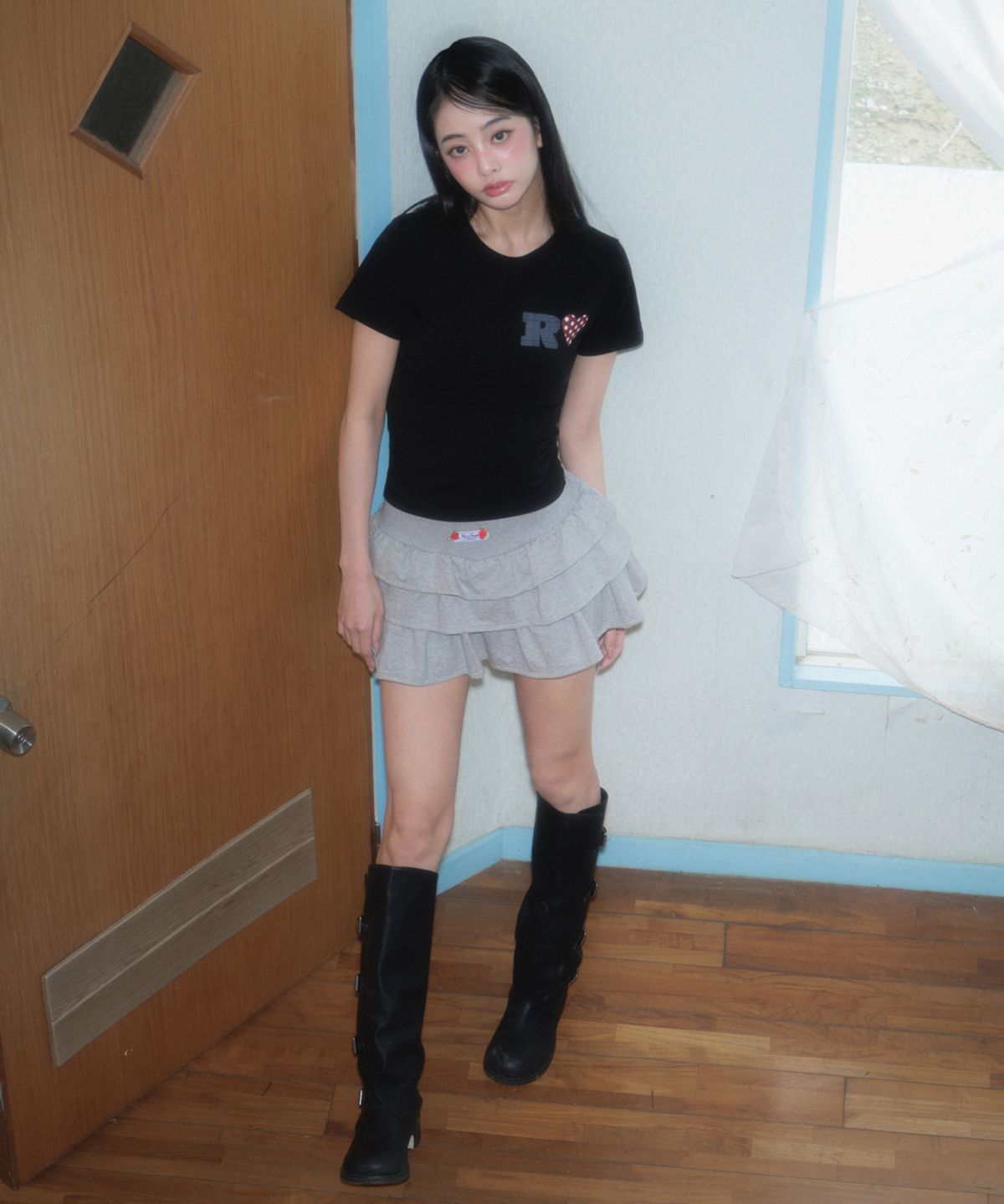 로제프란츠(ROSEFRANTZ) Dot Heart Cotton T-Shirt [Black]