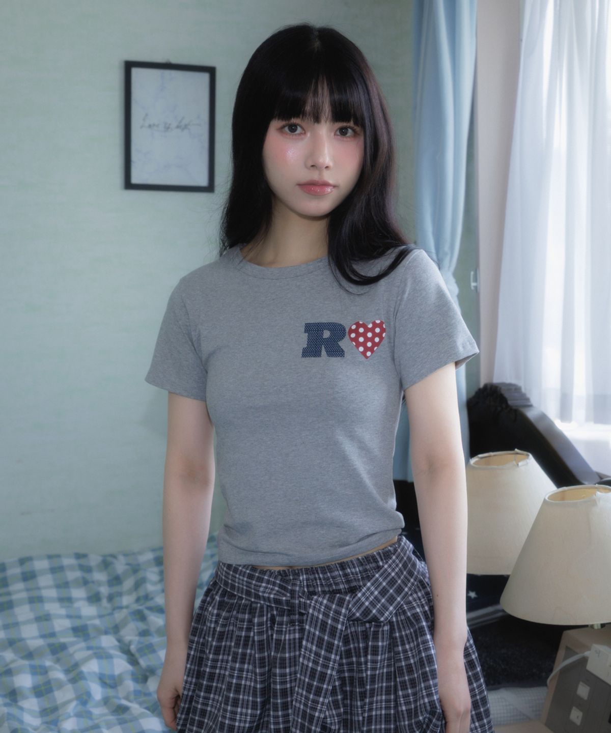 로제프란츠(ROSEFRANTZ) Dot Heart Cotton T-Shirt [Gray]